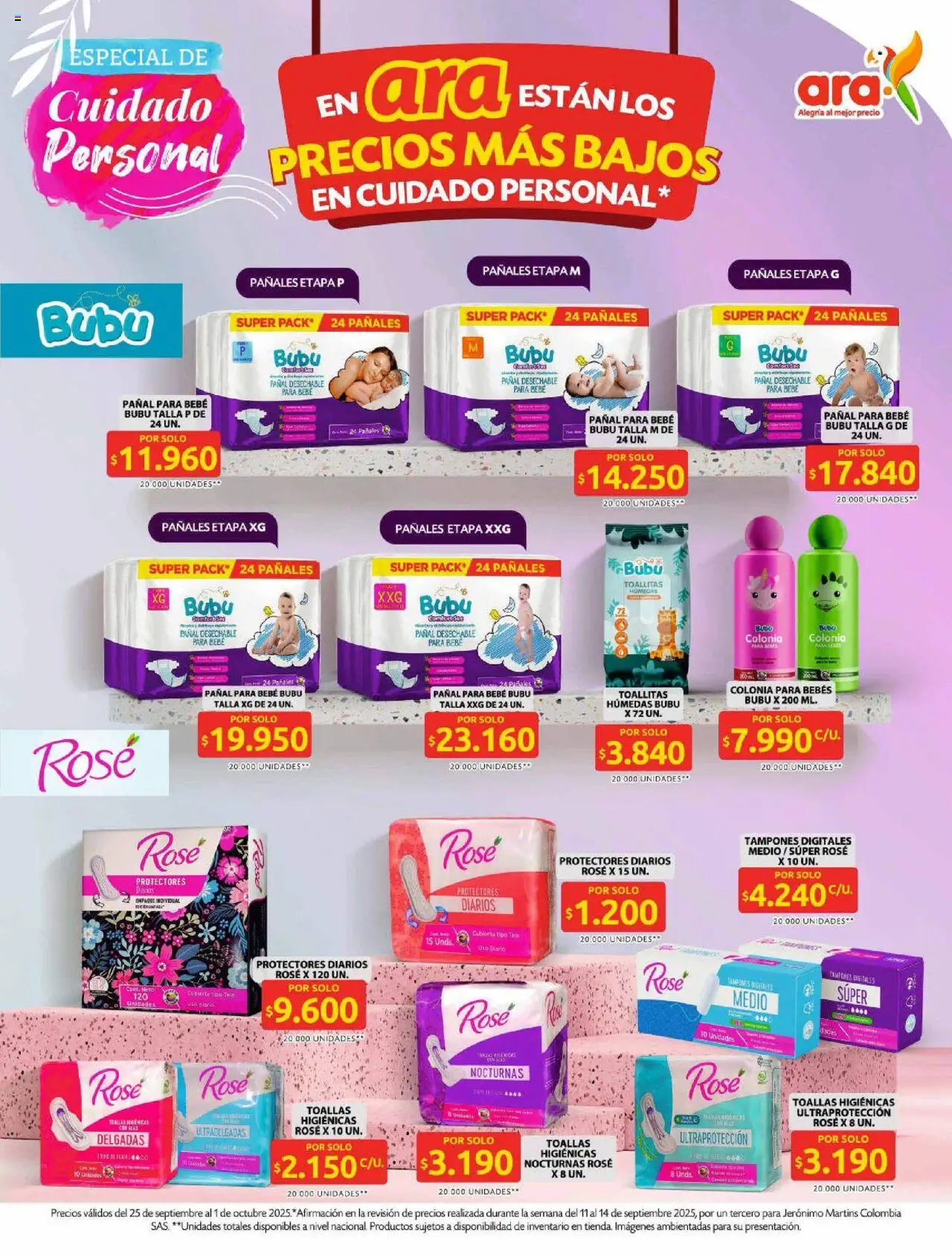 Ara revista - valida desde el 25.09.2025 | Página: 7 | Productos: Protectores diarios, Tampones, Toallas, Pañales