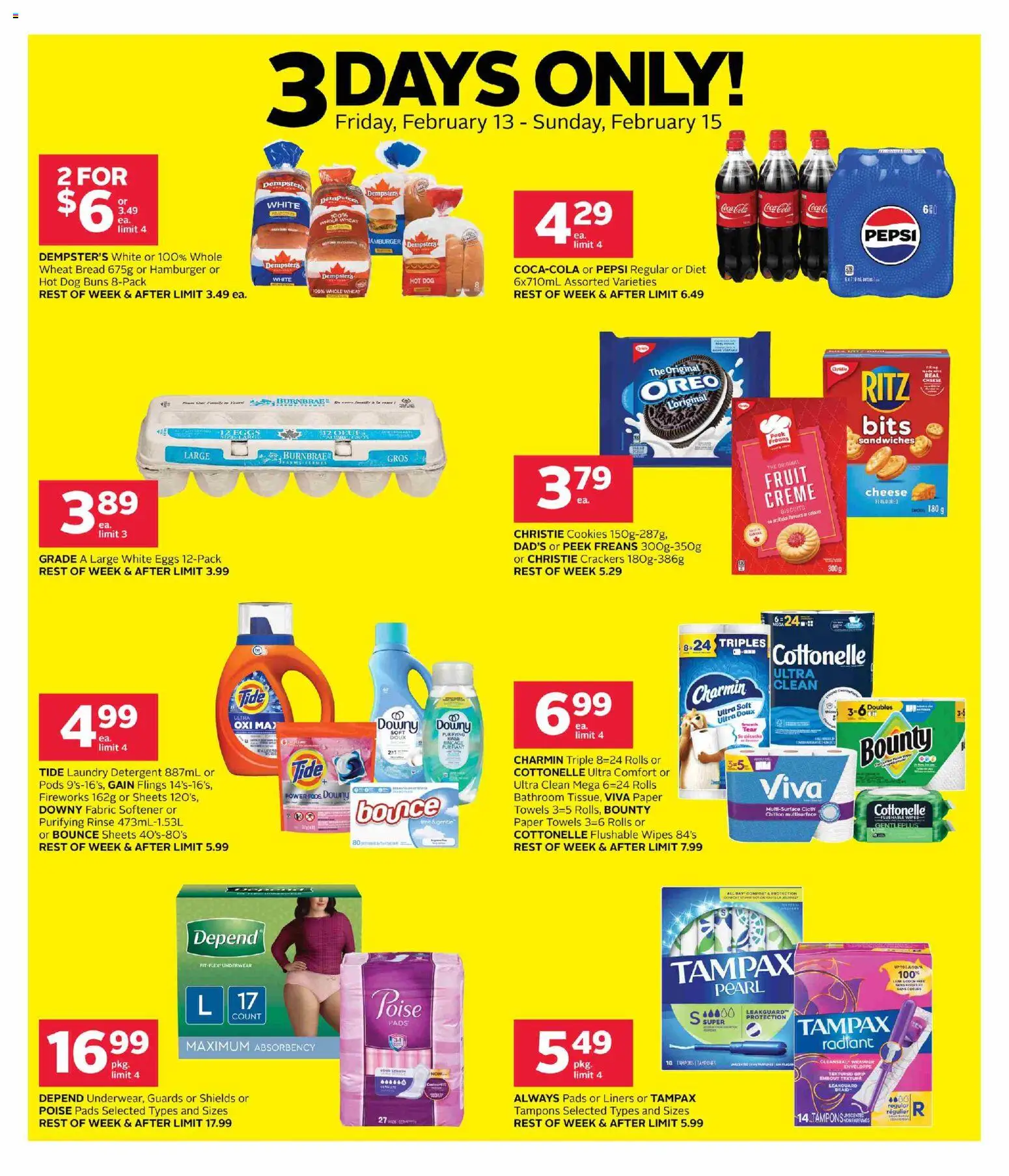 Rexall flyer valid from 13.02.2026 | Page: 1 | Products: Cookies, Detergent, Bread, Underwear