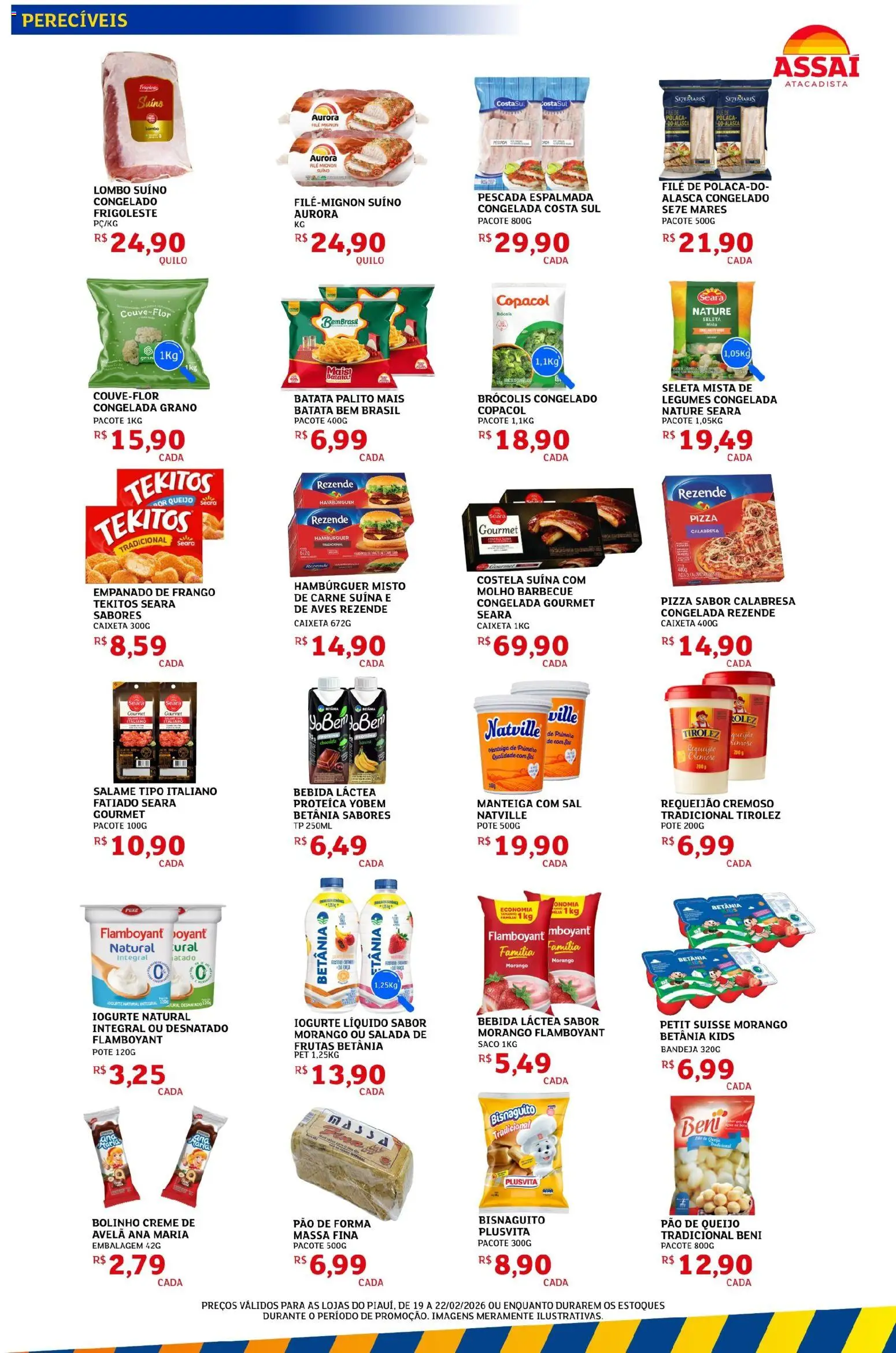 Assaí Atacadista Folheto - válido de 20.02.2026 | Página: 3 | Produtos: Queijo, Hambúrguer, Batata, Requeijão