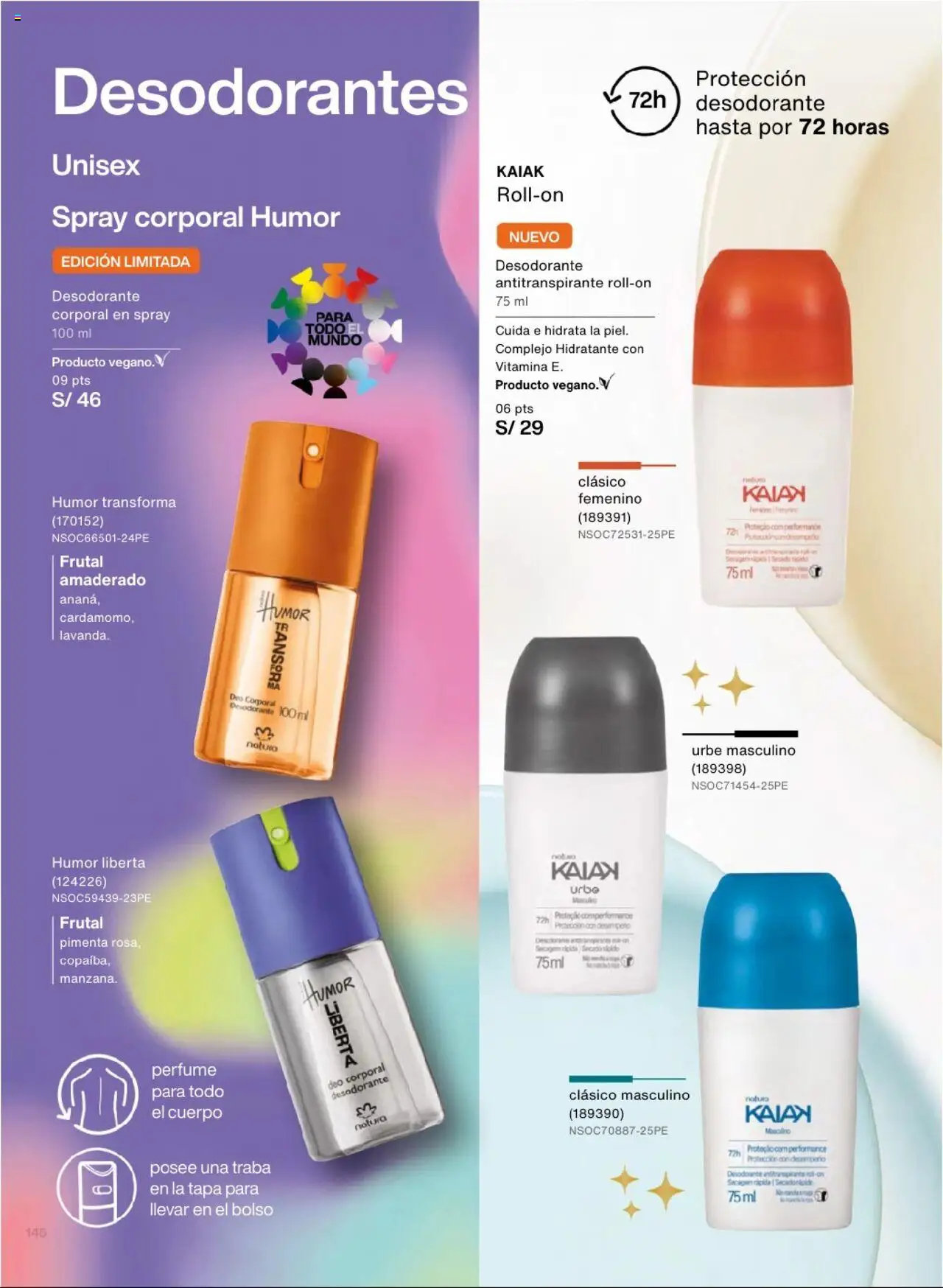 Catálogo Natura válido desde 03.10.2025 | Página: 157 | Productos: Desodorante, Antitranspirante, Bolso, Perfume
