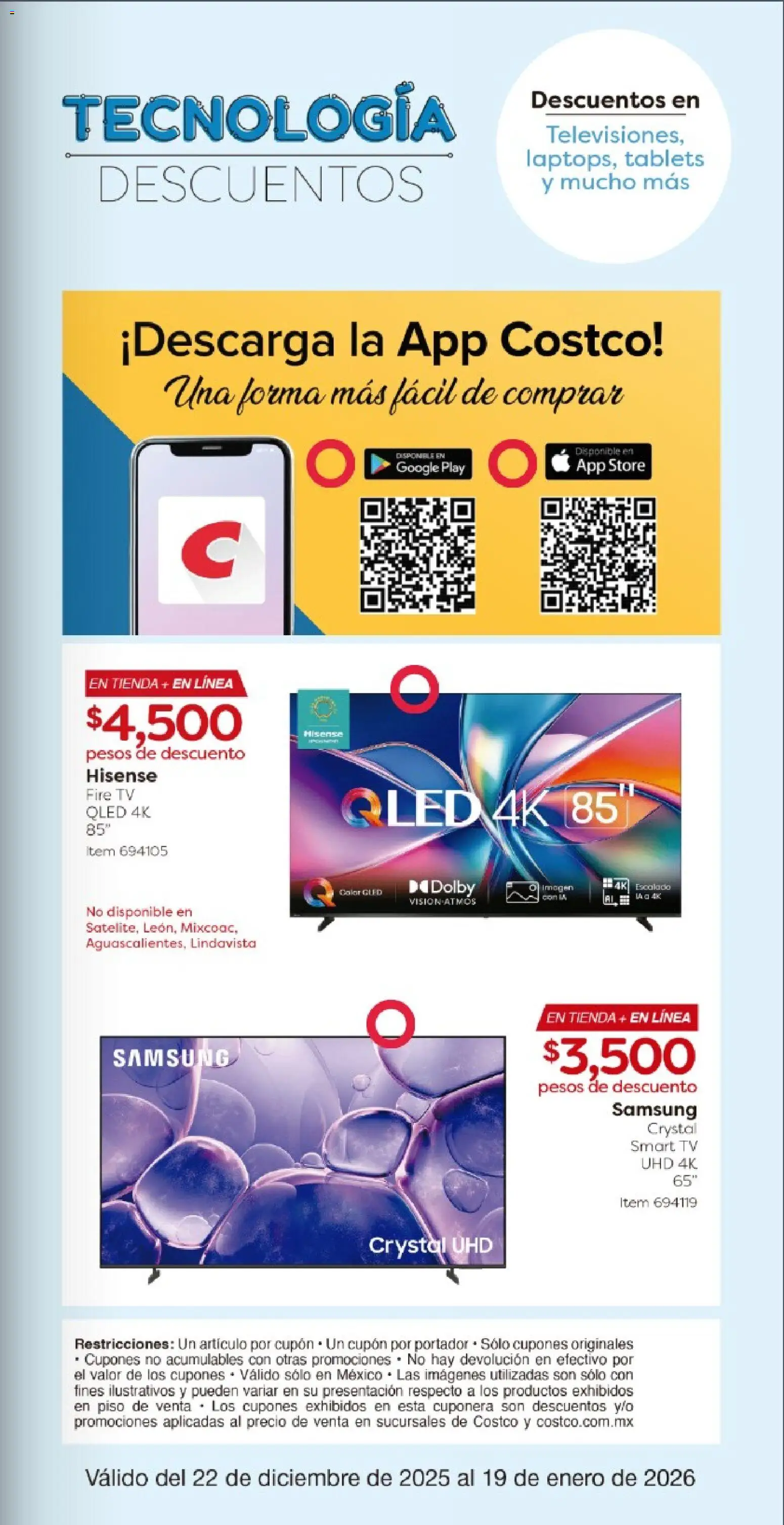 Nuevas ofertas de Costco válidas en toda la República Mexicana desde el 22.12.2025. ¡Encuentra las mejores ofertas en Costco catálogo! | Página: 3 | Productos: Televisión