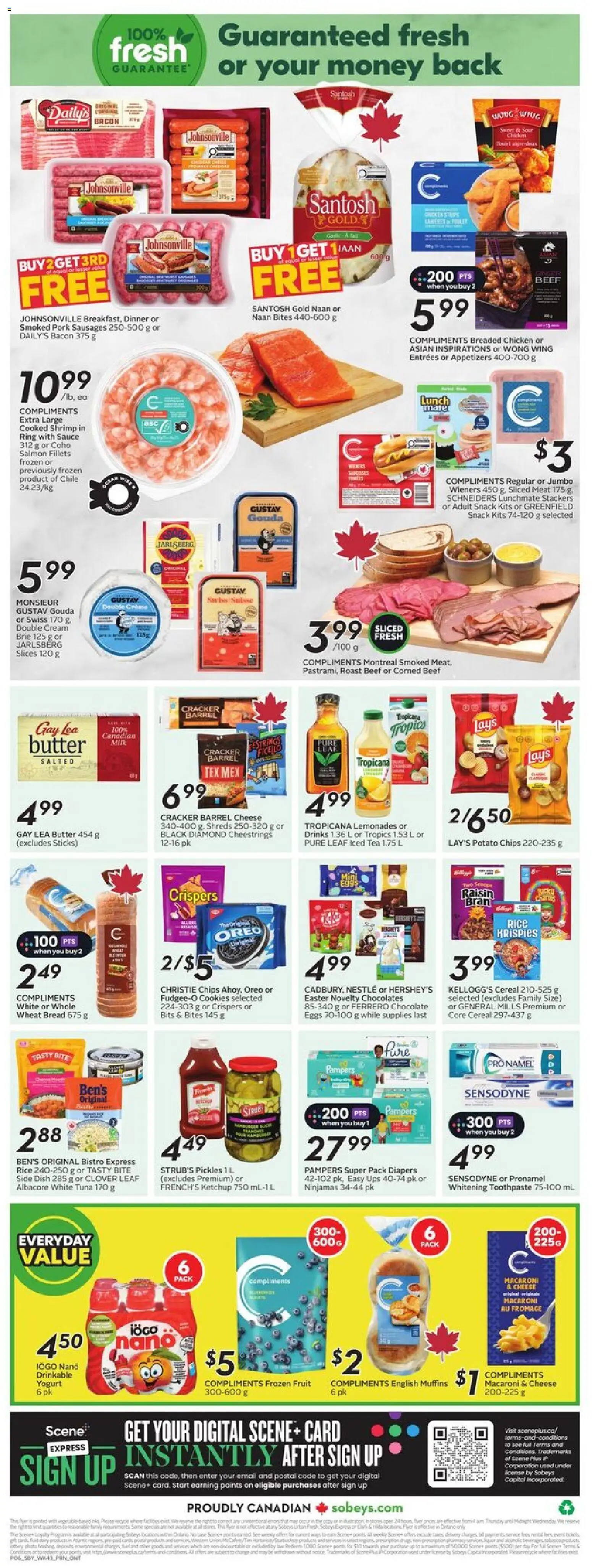 Sobeys flyer valid from 19.02.2026 | Page: 5 | Products: Tea, Cheese, Bread, Pork