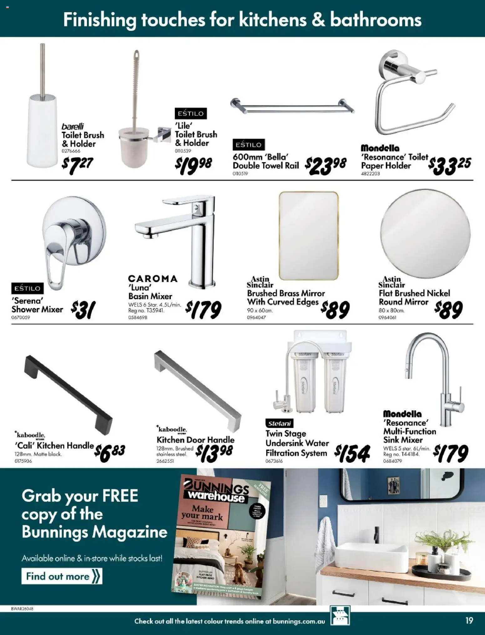 Bunnings Warehouse catalogue - valid from 11.03.2026 | Page: 19 | Products: Sink, Toilet, Door, Mirror