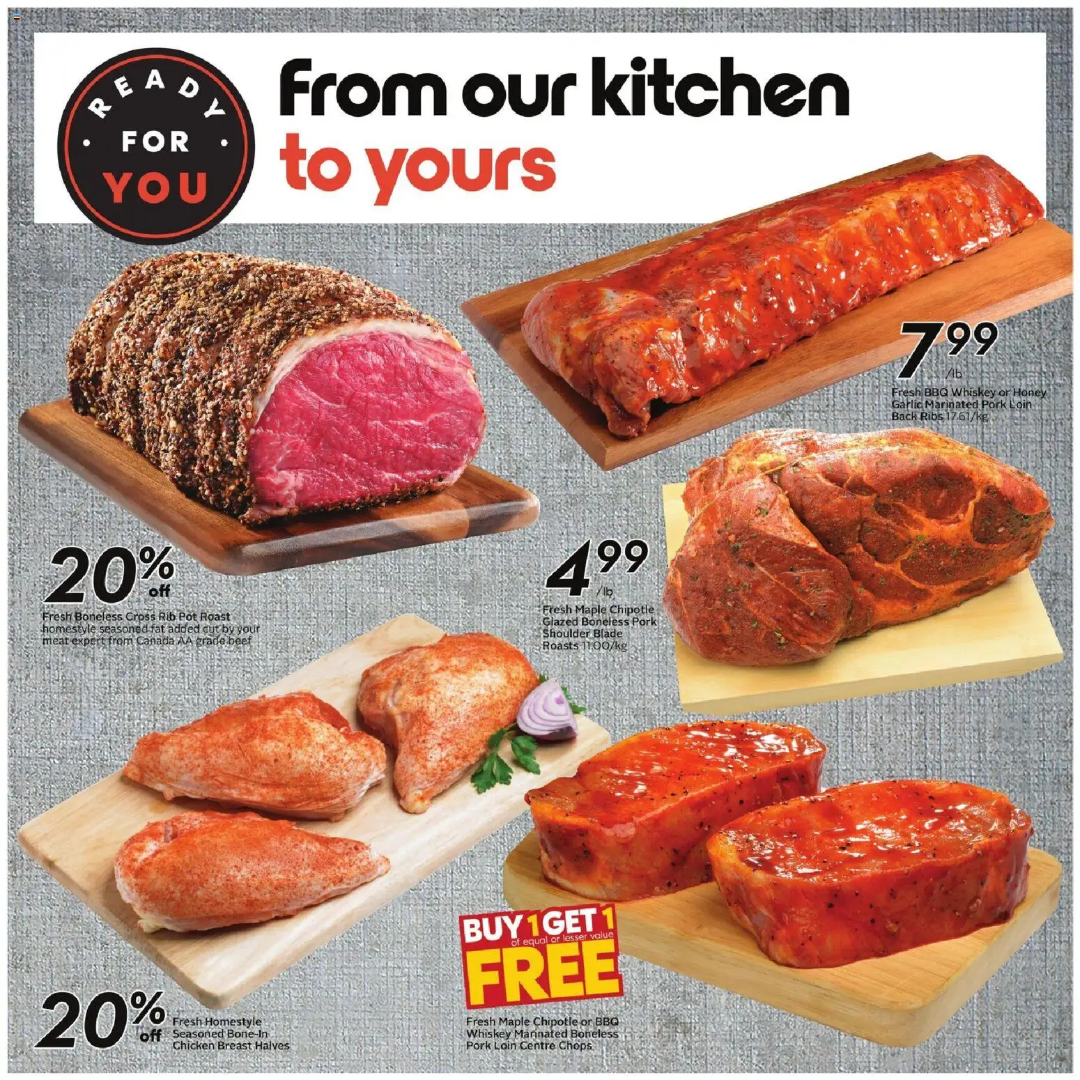 Sobeys flyer valid from 23.10.2025 | Page: 19 | Products: Beef, Whiskey, Chicken, Pork