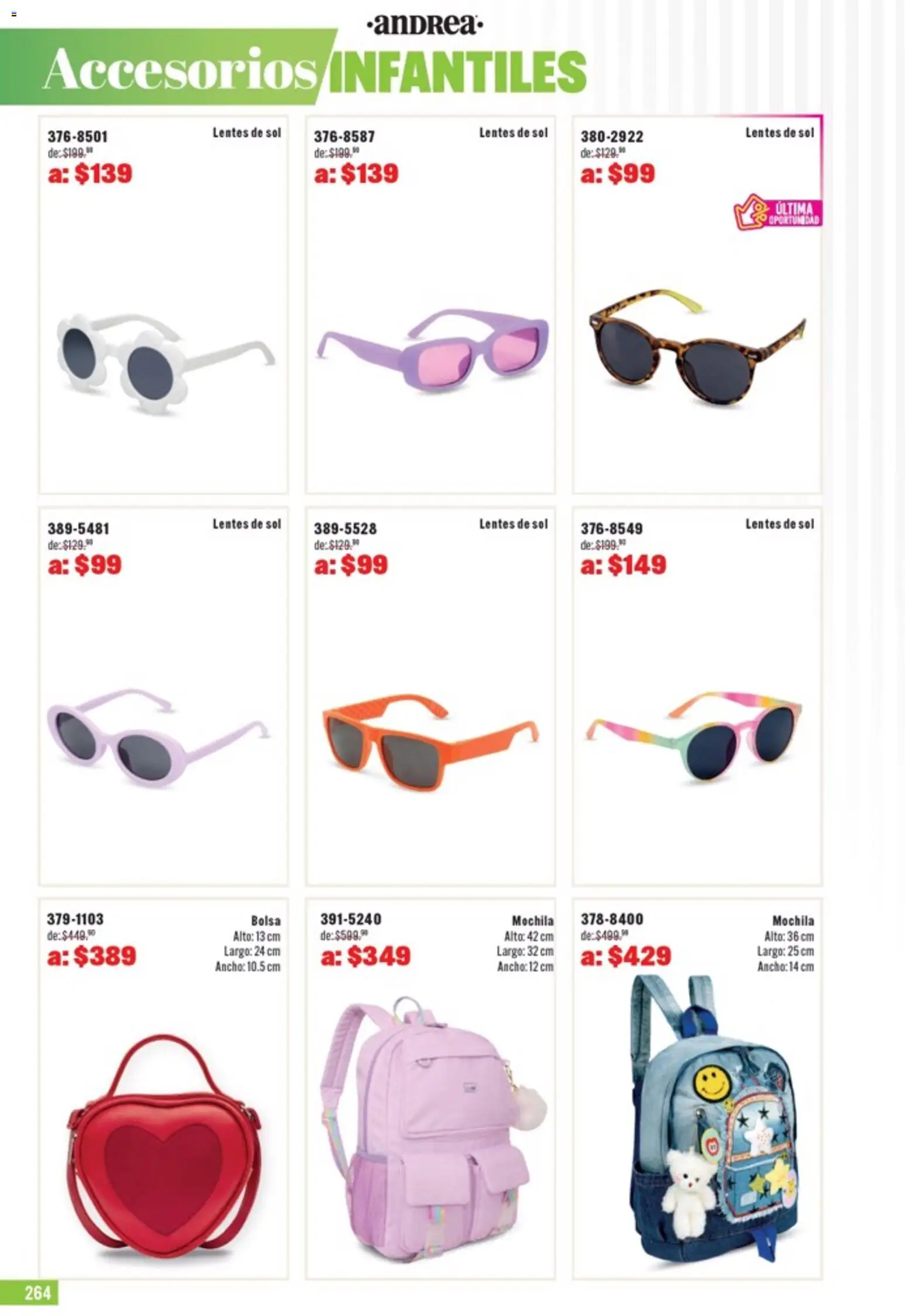 Nuevas ofertas de Andrea válidas en toda la República Mexicana desde el 05.04.2026. ¡Encuentra las mejores ofertas en Andrea catálogo Outlet! | Página: 264 | Productos: Lentes, Bolsa, Mochila, Lentes de sol