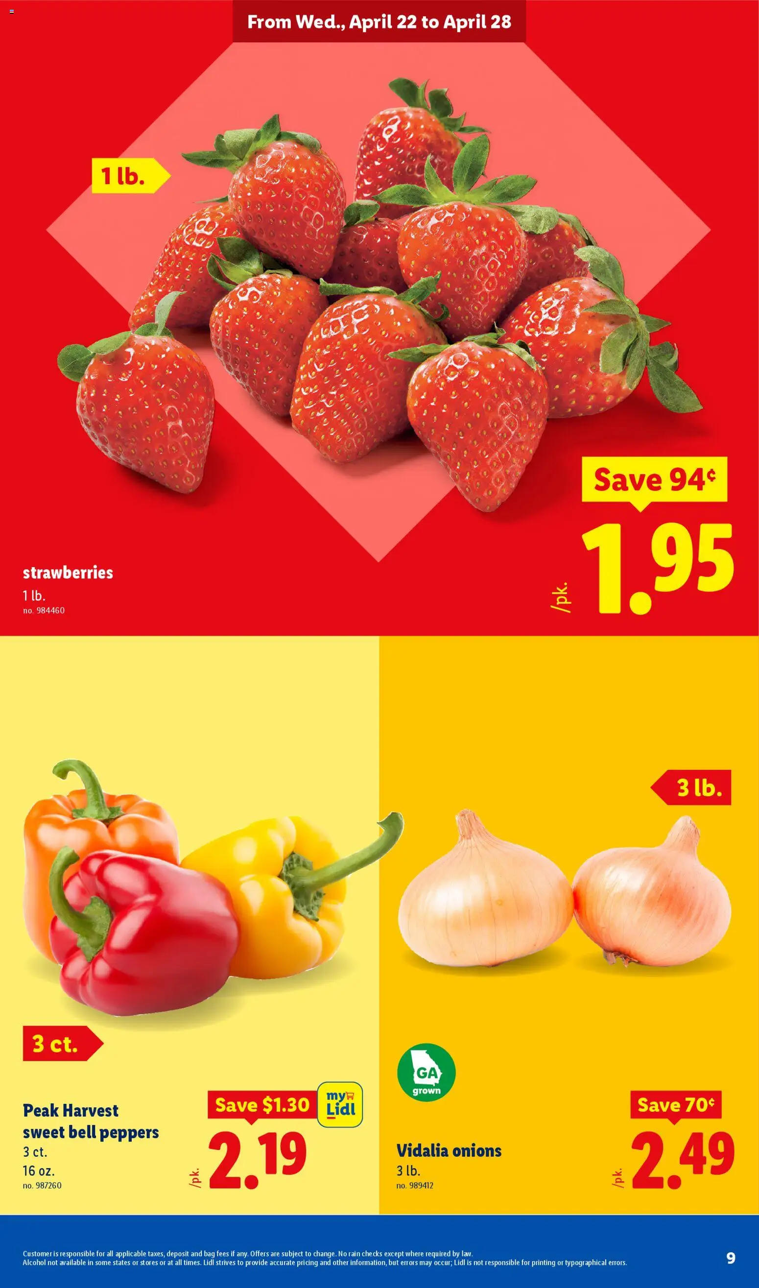 Lidl Weekly Ad - valid from 22.04.2026 | Page: 9 | Products: Peppers, Strawberries, Bag