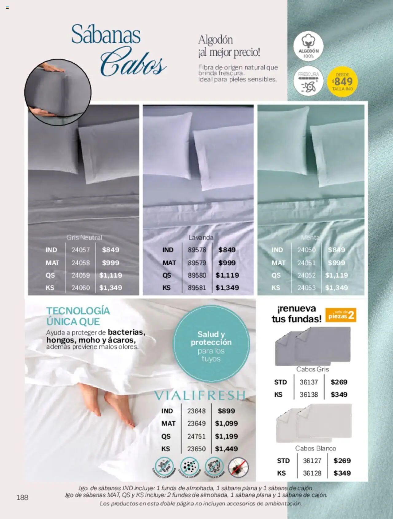 Nuevas ofertas de Vianney válidas en toda la República Mexicana desde el 07.03.2025. ¡Encuentra las mejores ofertas en Vianney catálogo Primavera! | Página: 192 | Productos: Funda, Algodón, Sabanas