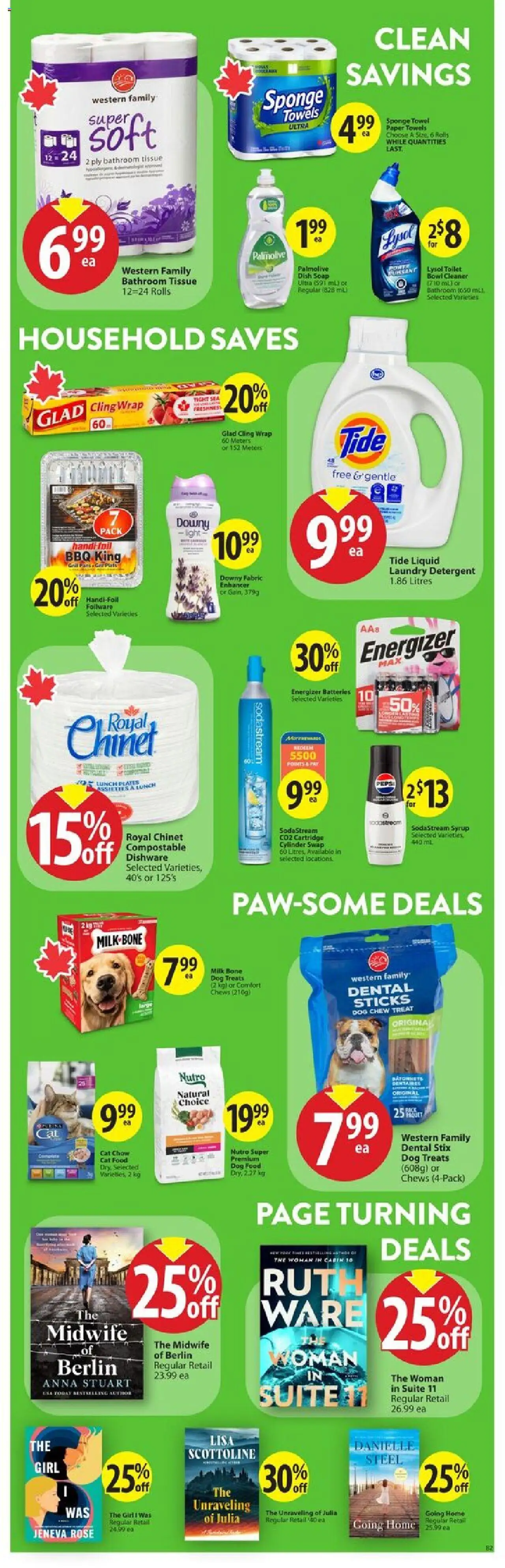Save on foods flyer valid from 31.07.2025 | Page: 30 | Products: Sponge, Soap, Detergent, Milk