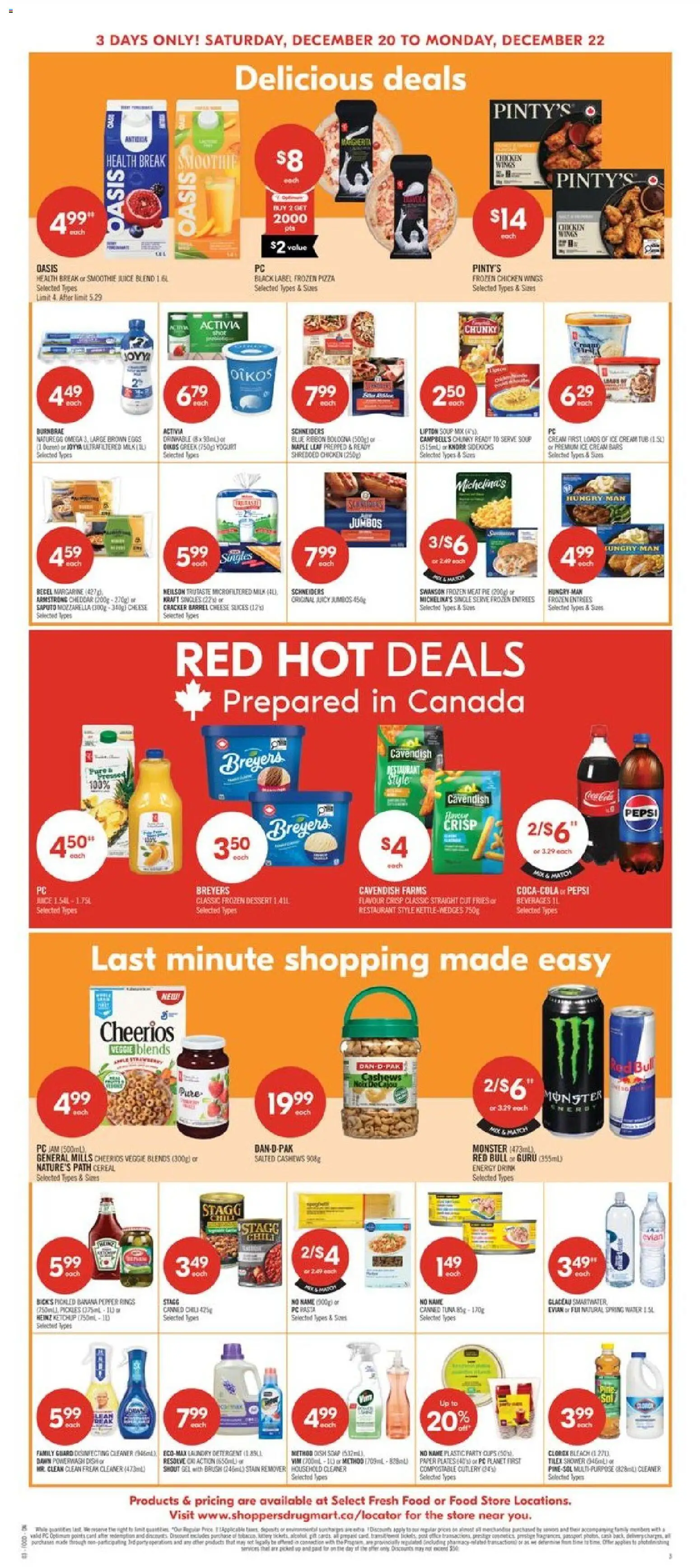 Shoppers flyer valid from 20.12.2025 | Page: 4 | Products: Cream, Brush, Pizza, Juice