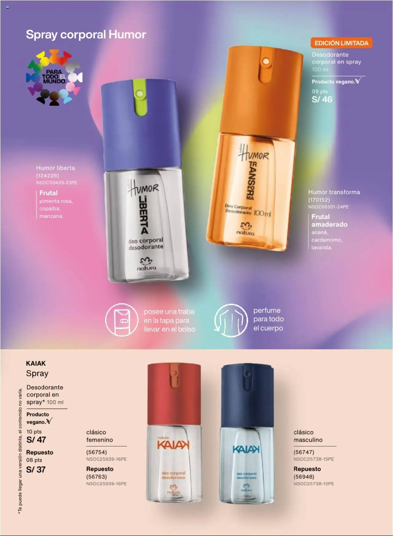 Catálogo Natura válido desde 13.08.2025 | Página: 138 | Productos: Desodorante, Bolso, Perfume