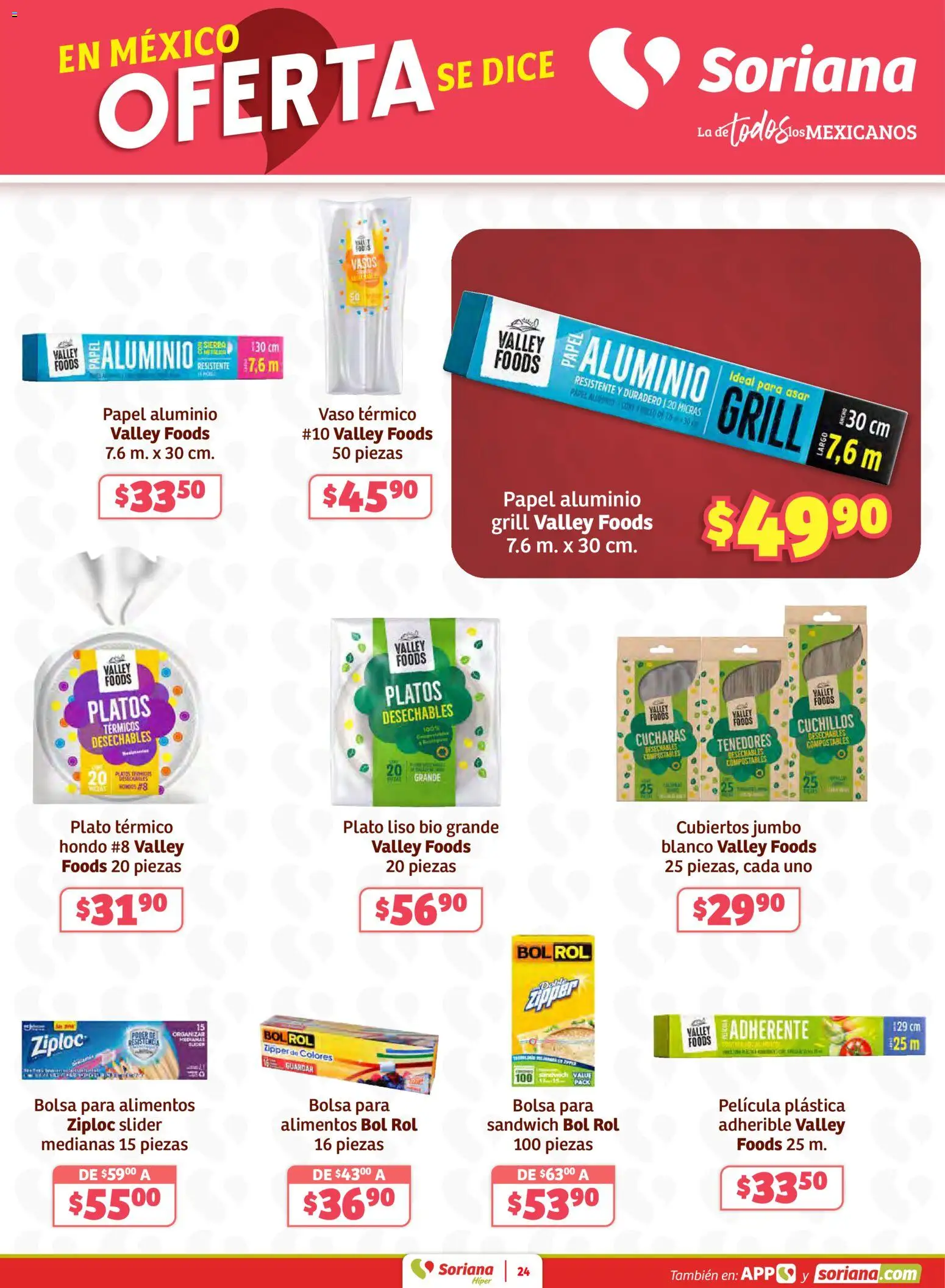 Nuevas ofertas de Soriana válidas en toda la República Mexicana desde el 02.01.2026. ¡Encuentra las mejores ofertas en Soriana - Preciazazaso Híper: Frontera Chia, Q. Roo Preciazazaso Híper: Frontera Chia, Q. Roo! | Página: 24 | Productos: Bolsa, Vasos