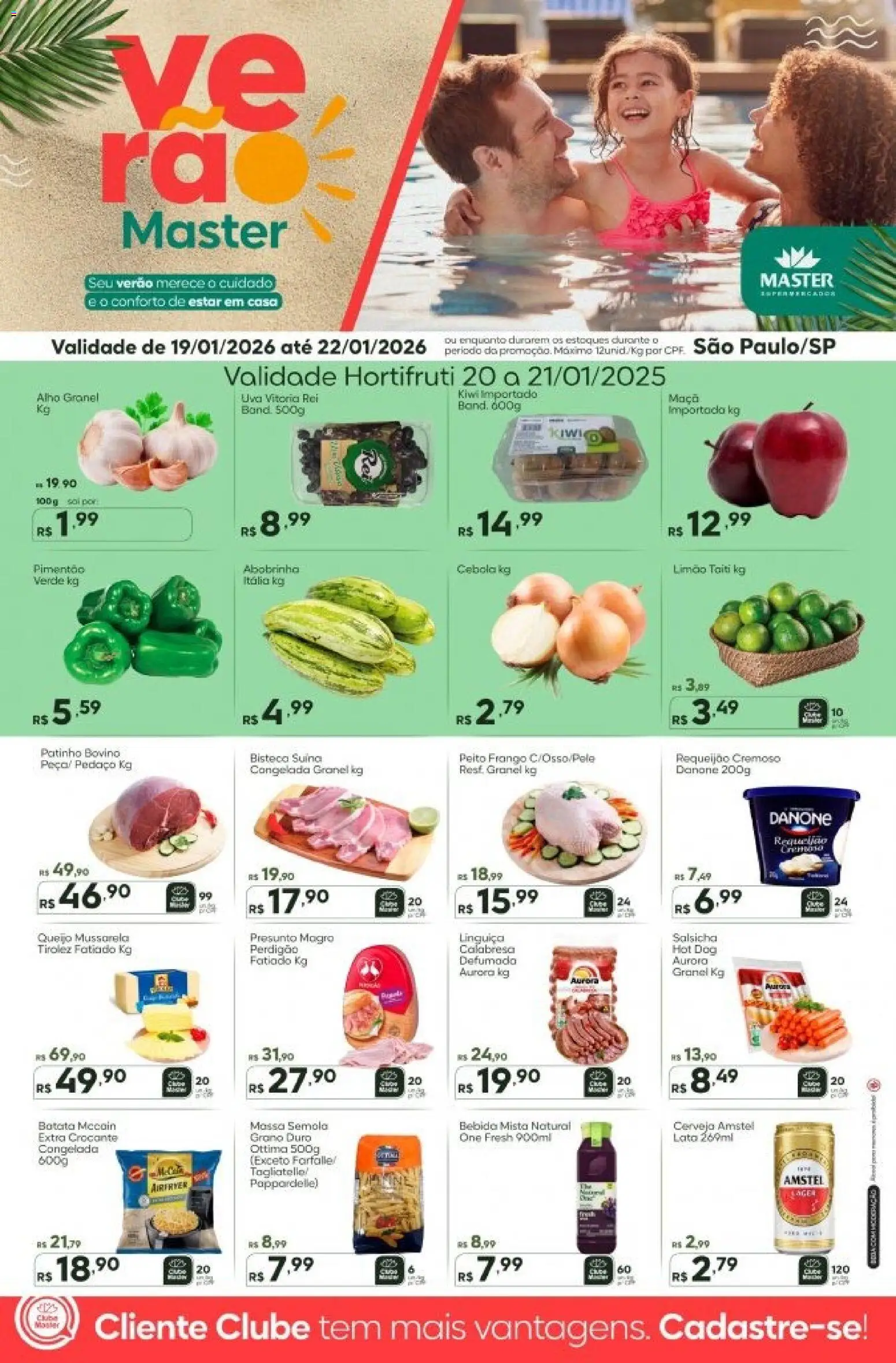 Master Folheto - válido de 19.01.2026 | Página: 1 | Produtos: Linguiça, Queijo, Massa, Mussarela
