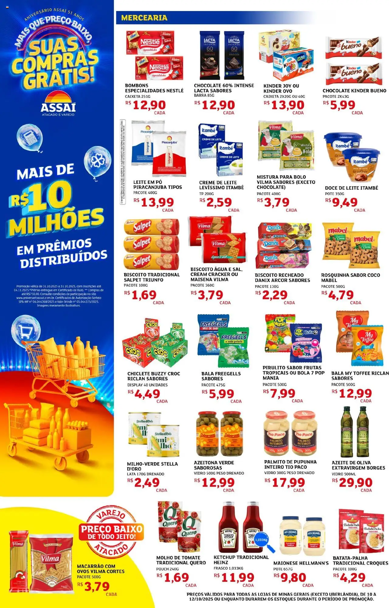 Assaí Atacadista Folheto - válido de 10.10.2025 | Página: 2 | Produtos: Pupunha, Palmito, Biscoito recheado, Chiclete