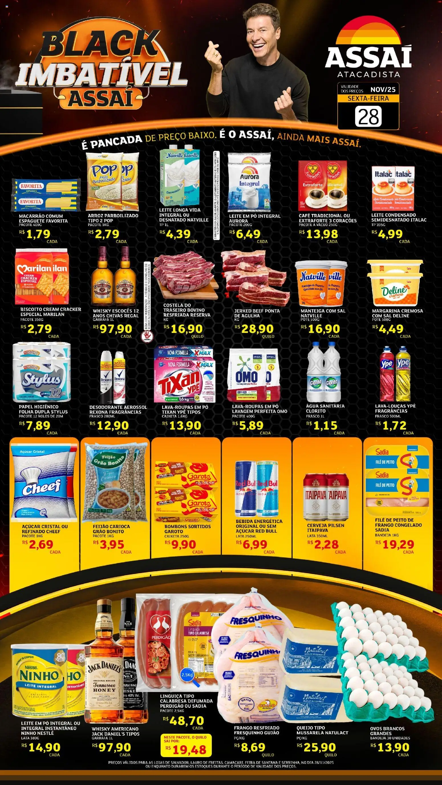 Assaí Atacadista Folheto - válido de 28.11.2025 | Página: 1 | Produtos: Macarrão, Rexona, Bebida, Bandeja