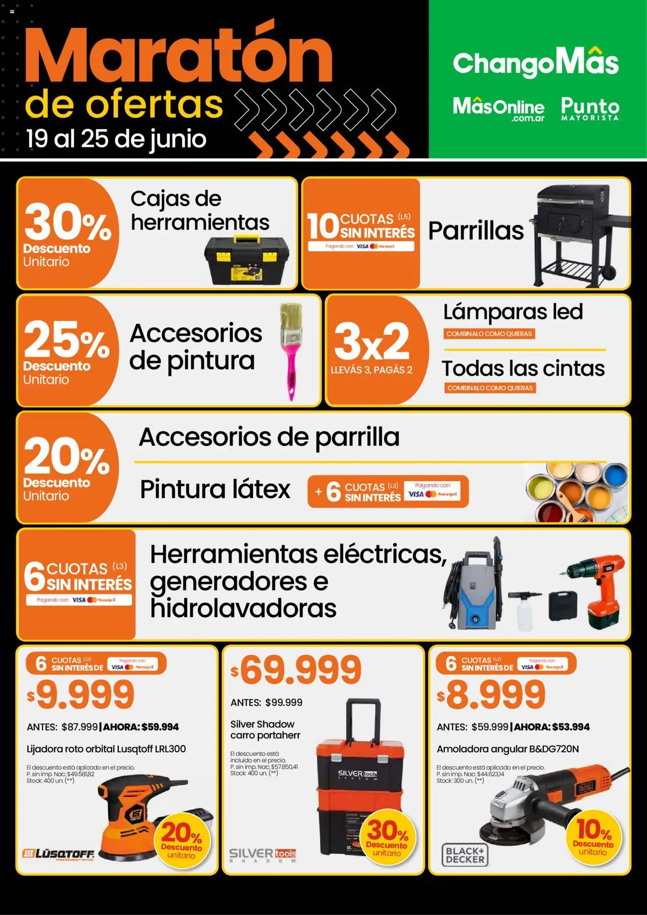 Changomas ofertas │ válido desde el 19.06.2025 | Página: 4 | Productos: Parrilla, Pintura, Amoladora, Lijadora