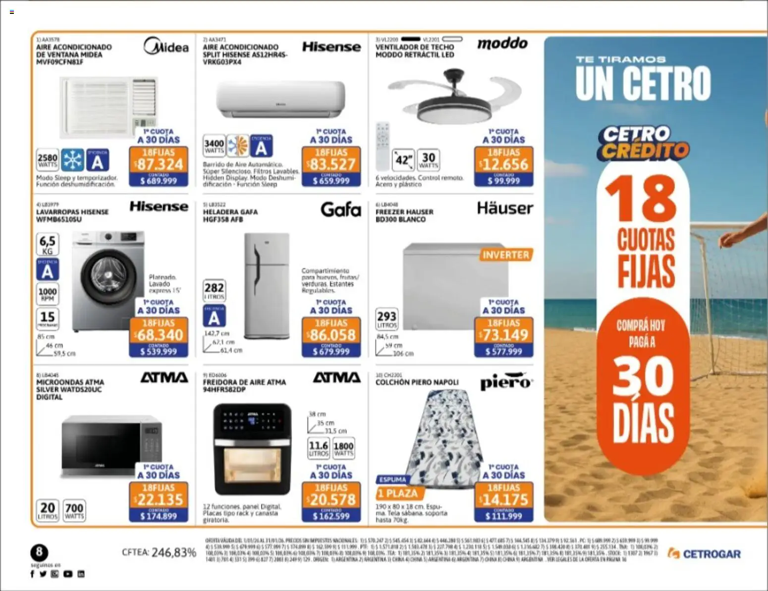 Cetrogar catálogo │ válido desde el 02.01.2026 | Página: 8 | Productos: Espuma, Lavarropas, Heladera, Té