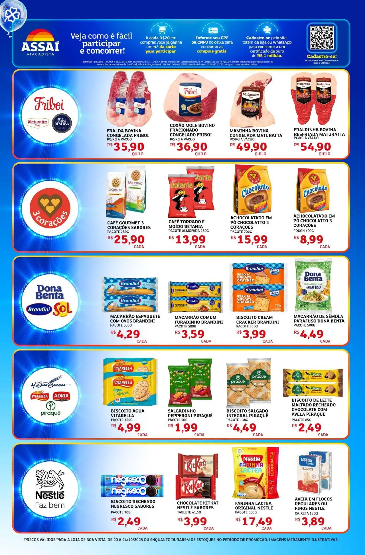 Assaí Atacadista Folheto - válido de 20.10.2025 | Página: 3 | Produtos: Espaguete, Maminha, Ovos, Cream cracker