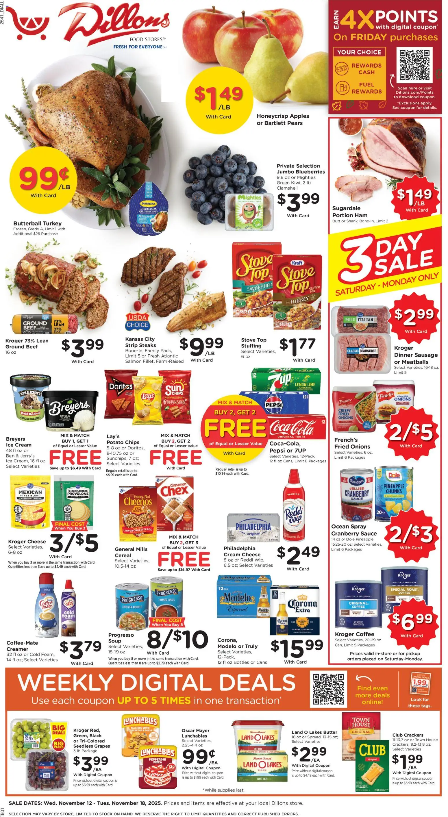 Dillons Black Friday - valid from 12.11.2025 | Page: 1 | Products: Pizza, Lemon, Sausage, Blueberries