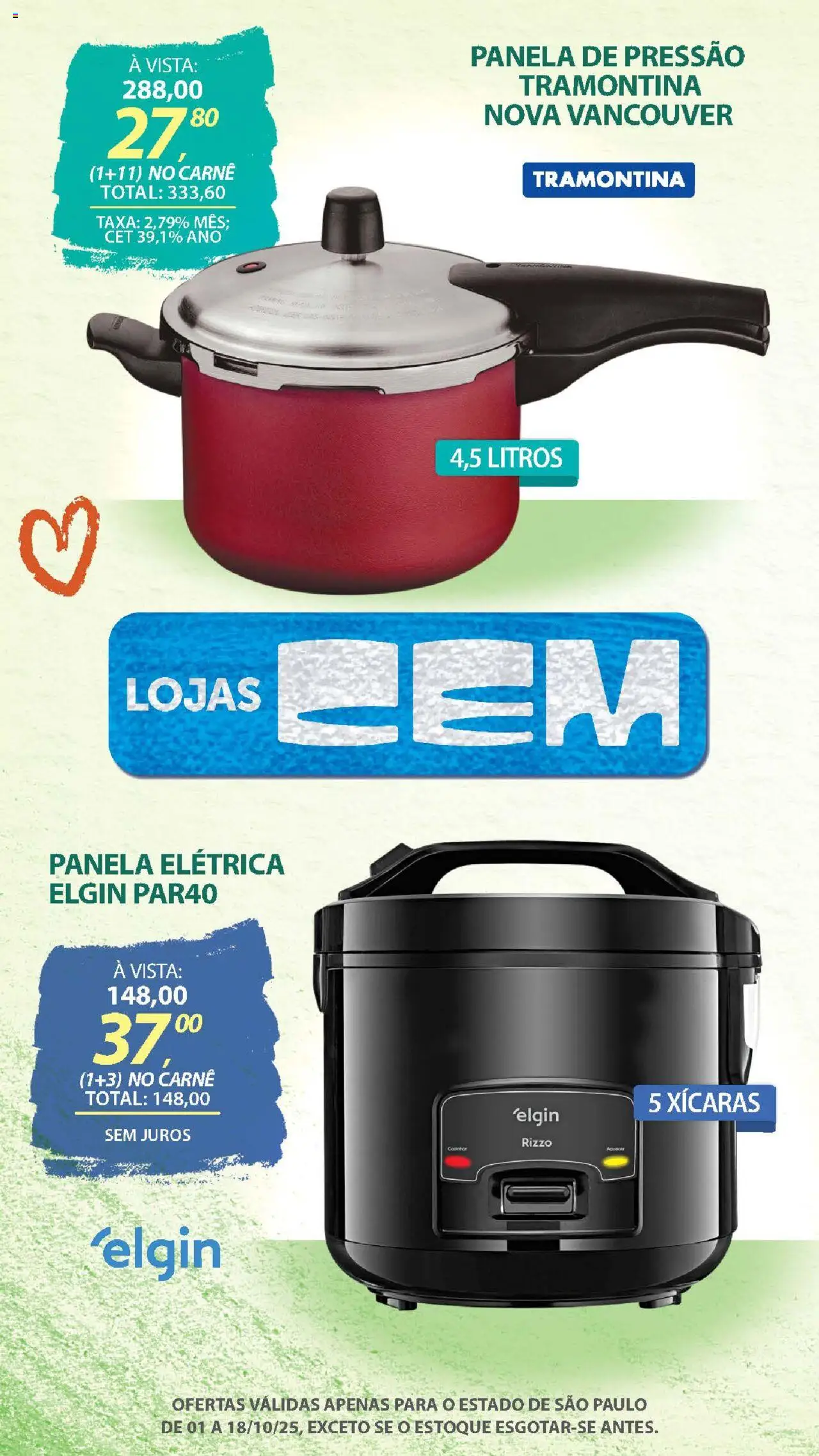 Lojas Cem Folheto - válido de 01.10.2025 | Página: 79 | Produtos: Panela elétrica, Panela de pressão, Xícaras, Carne