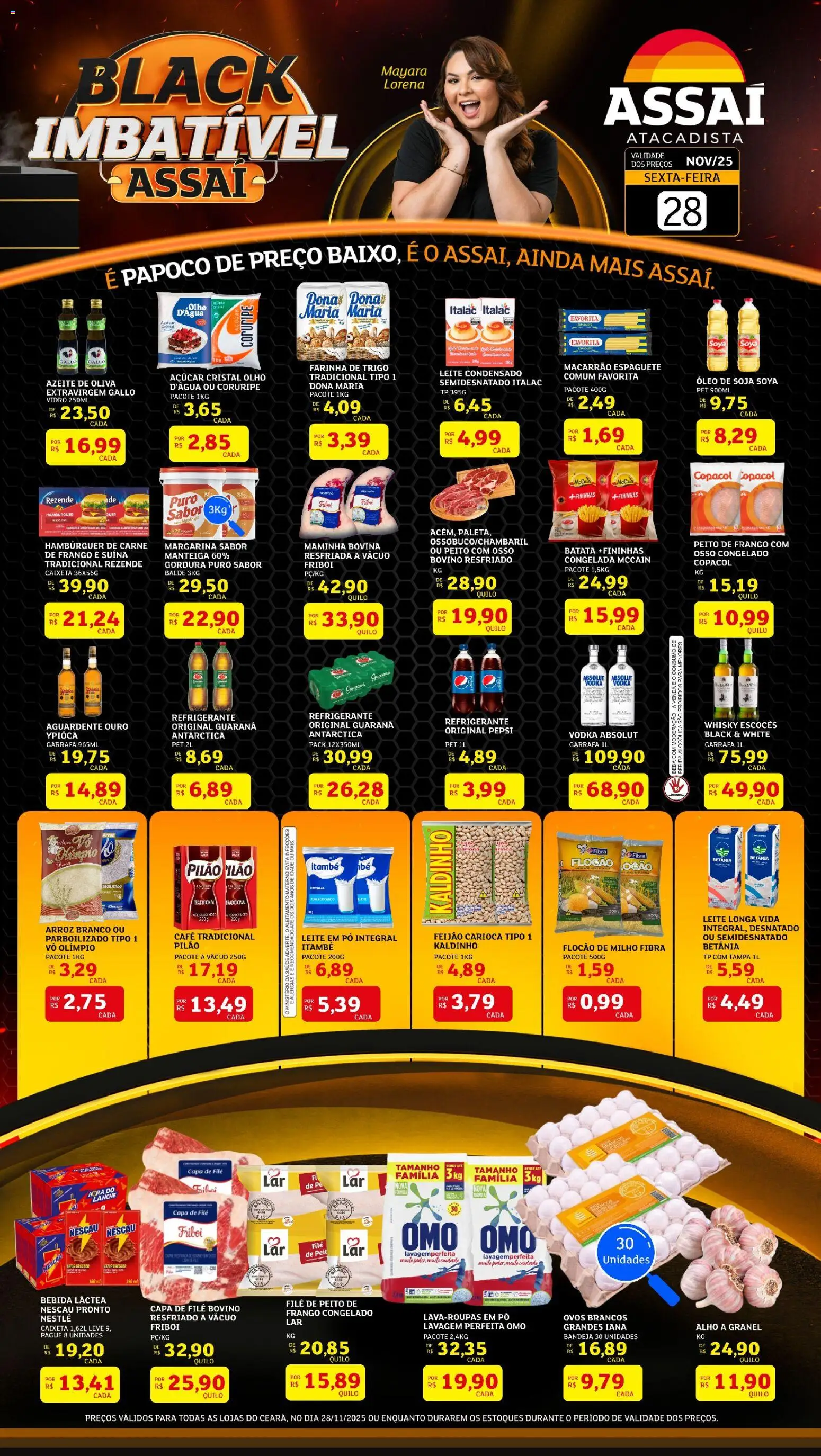 Assaí Atacadista Folheto - válido de 28.11.2025 | Página: 1 | Produtos: Alho, Hambúrguer, Açúcar, Refrigerante