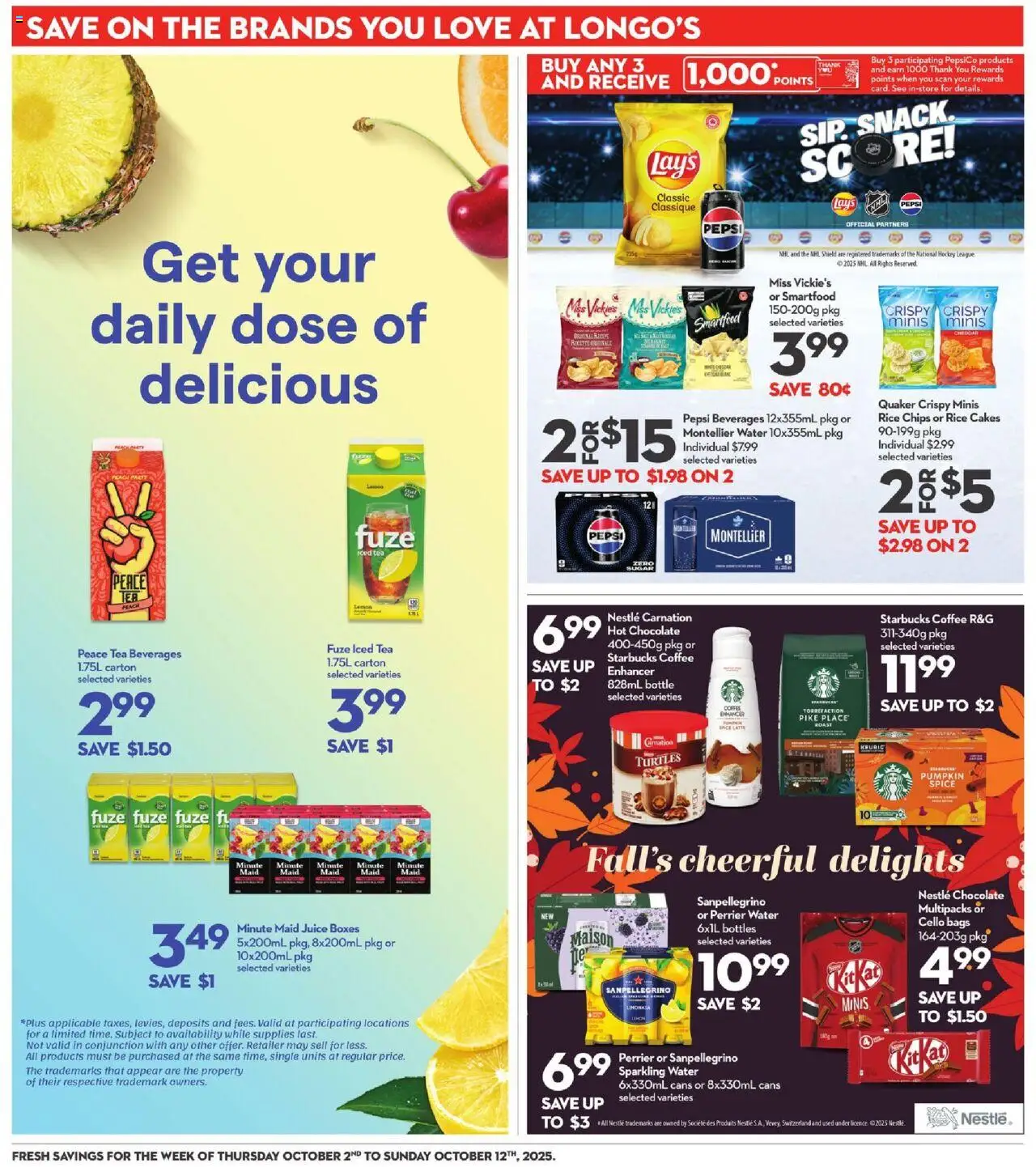 Longo's flyer valid from 02.10.2025 | Page: 22 | Products: Rice, Chips, Chocolate, Juice