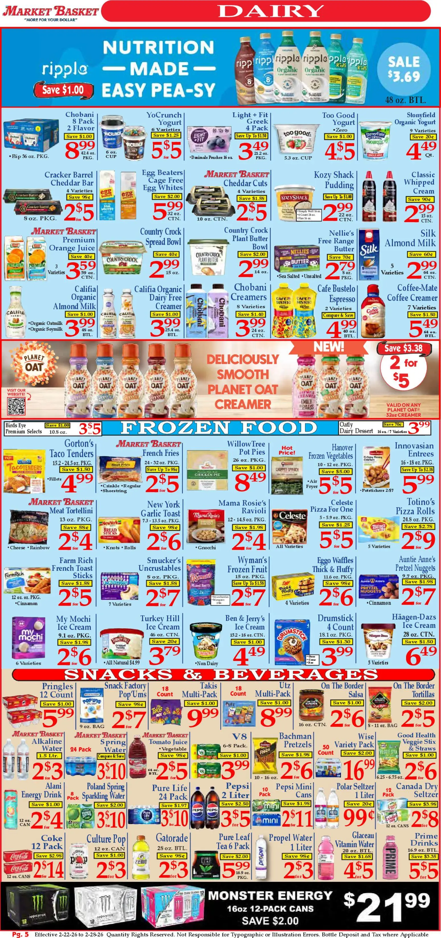 Market Basket Ad - valid from 22.02.2026 | Page: 5 | Products: Basket, Juice, Ice cream, Garlic