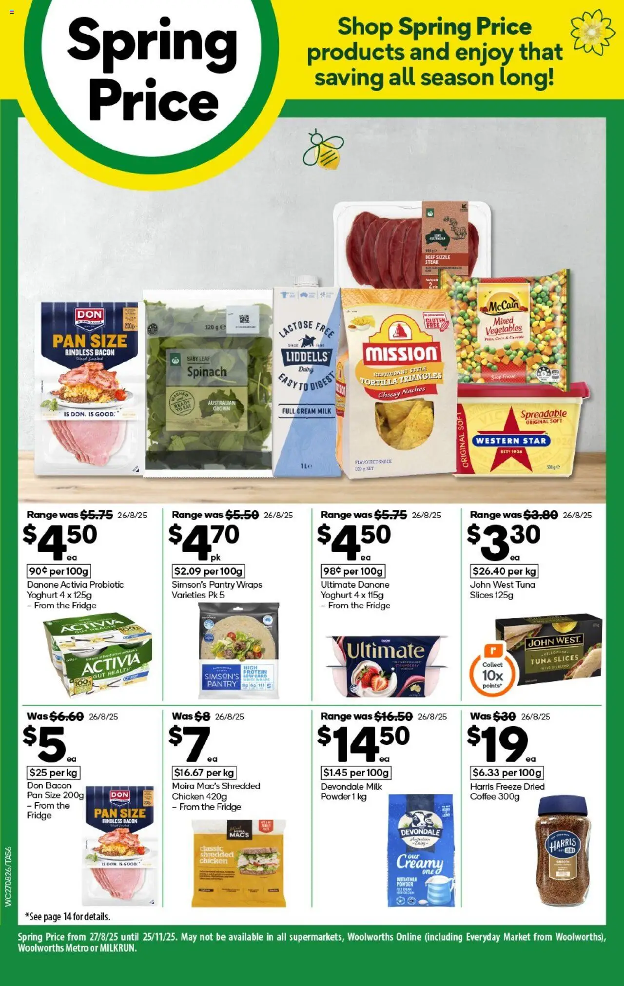 Woolworths catalogue - valid from 27.08.2025 | Page: 6 | Products: Bacon, Vegetables, Tuna, Fridge