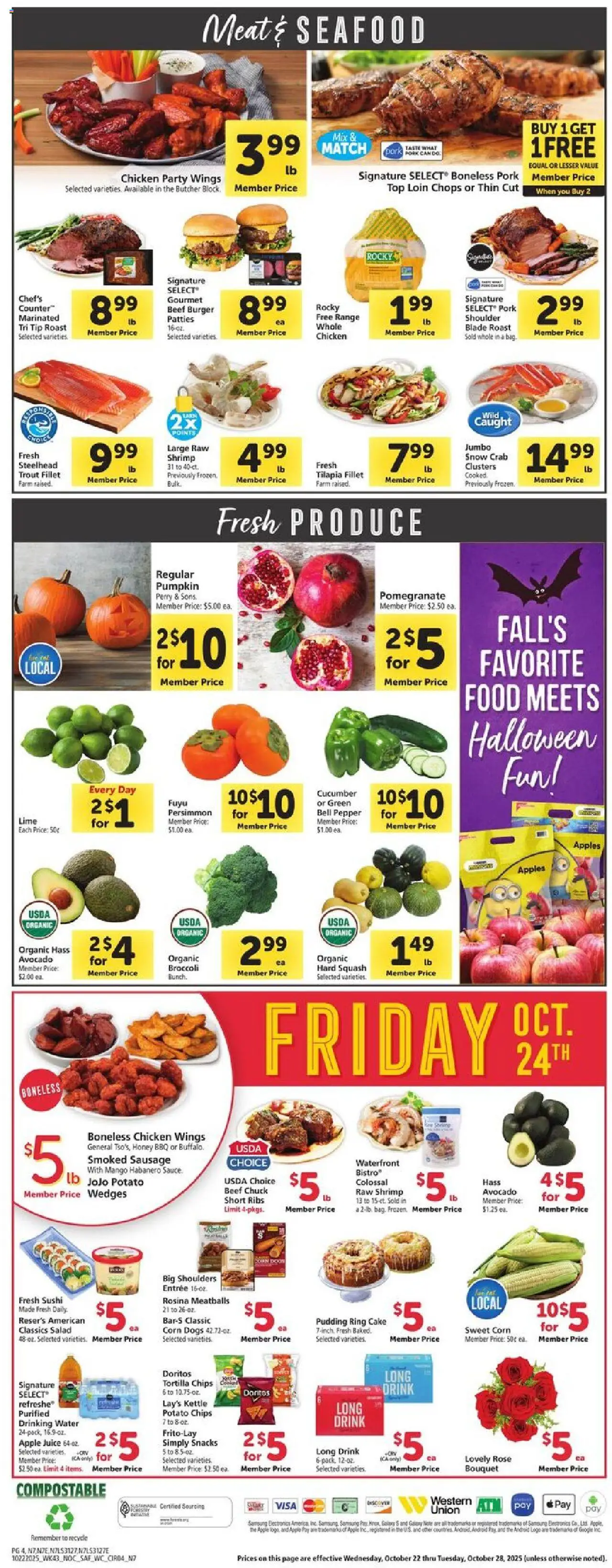 Safeway Weekly Ad - valid from 22.10.2025 | Page: 4 | Products: Pork, Pepper, Sausage, Pumpkin