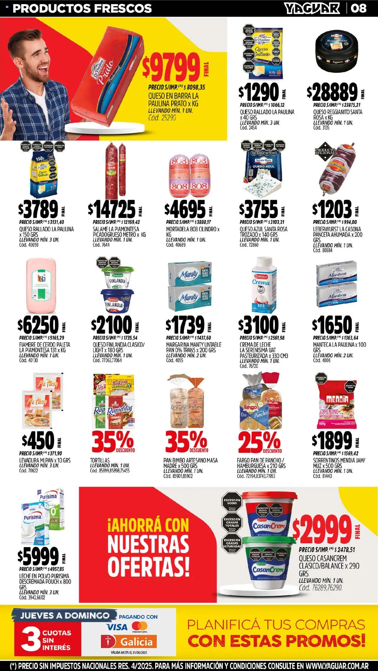 Yaguar - General Roca │ válido desde el 18.08.2025 | Página: 8 | Productos: Mortadela, Polvo, Pan, Salame