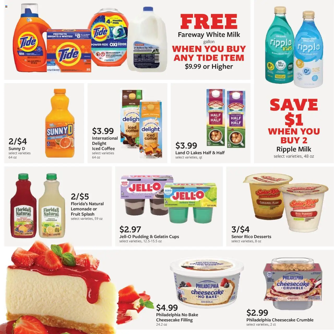 Fareway Monthly Ad - valid from 07.07.2025 | Page: 22 | Products: Milk, Lemon, Lime, Cheesecake