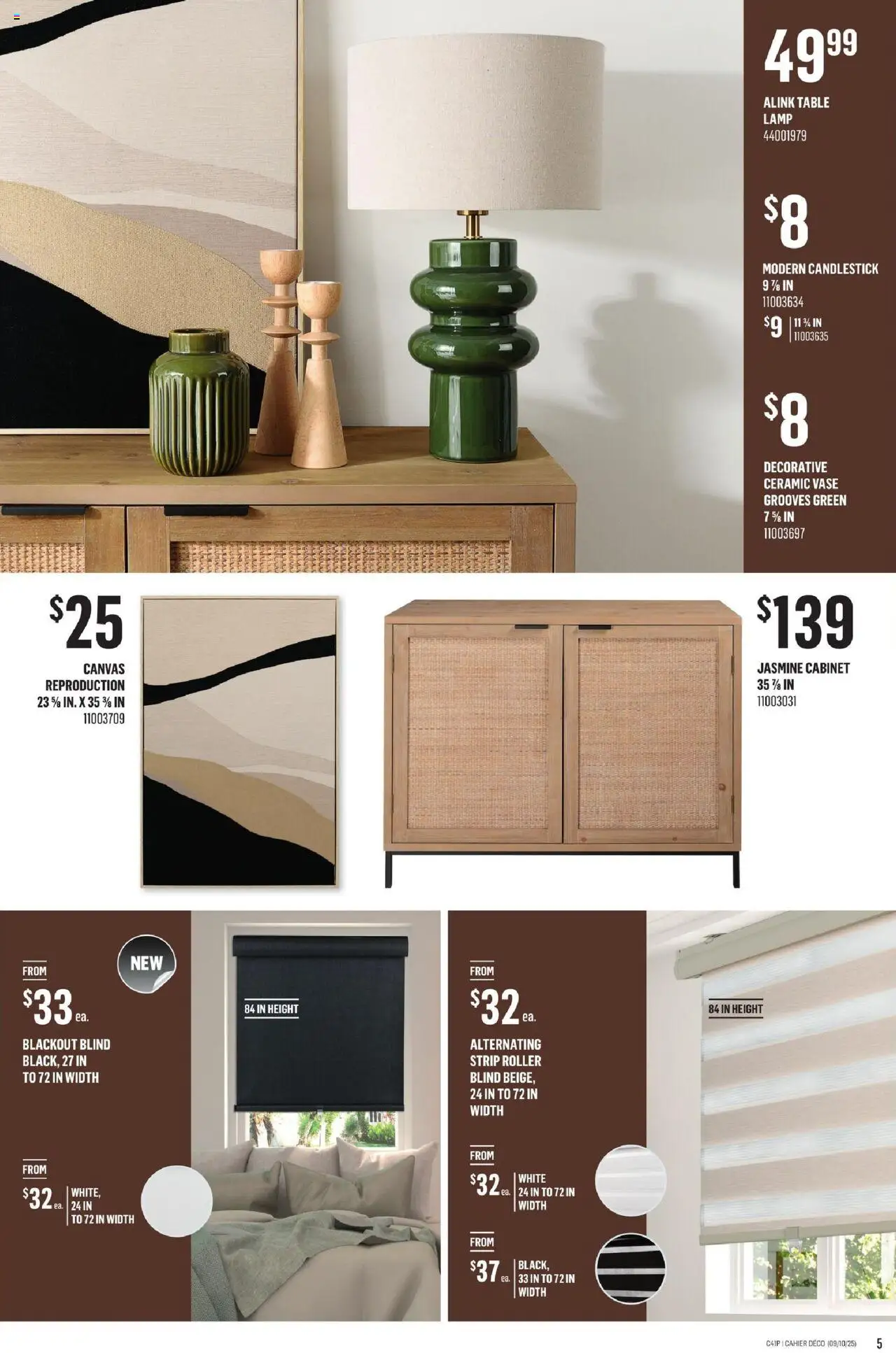 Canac flyer valid from 09.10.2025 | Page: 5 | Products: Table, Cabinet, Vase