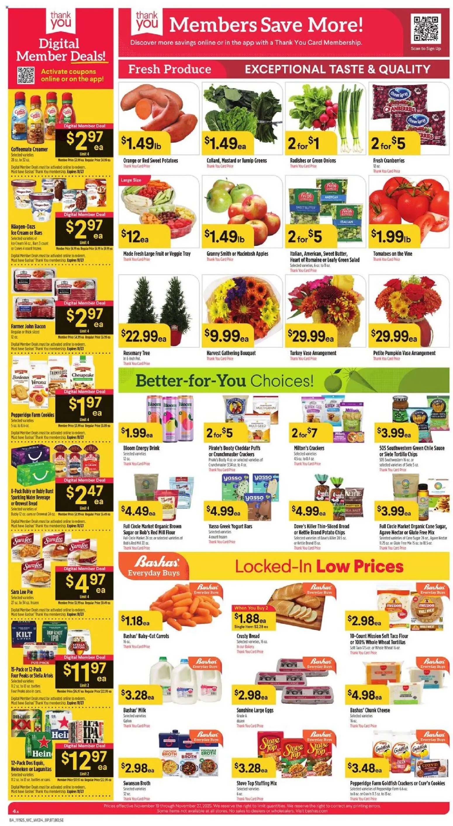 Basha's Weekly Ad - valid from 19.11.2025 | Page: 4 | Products: Cheese, Apples, Ice cream, Pumpkin