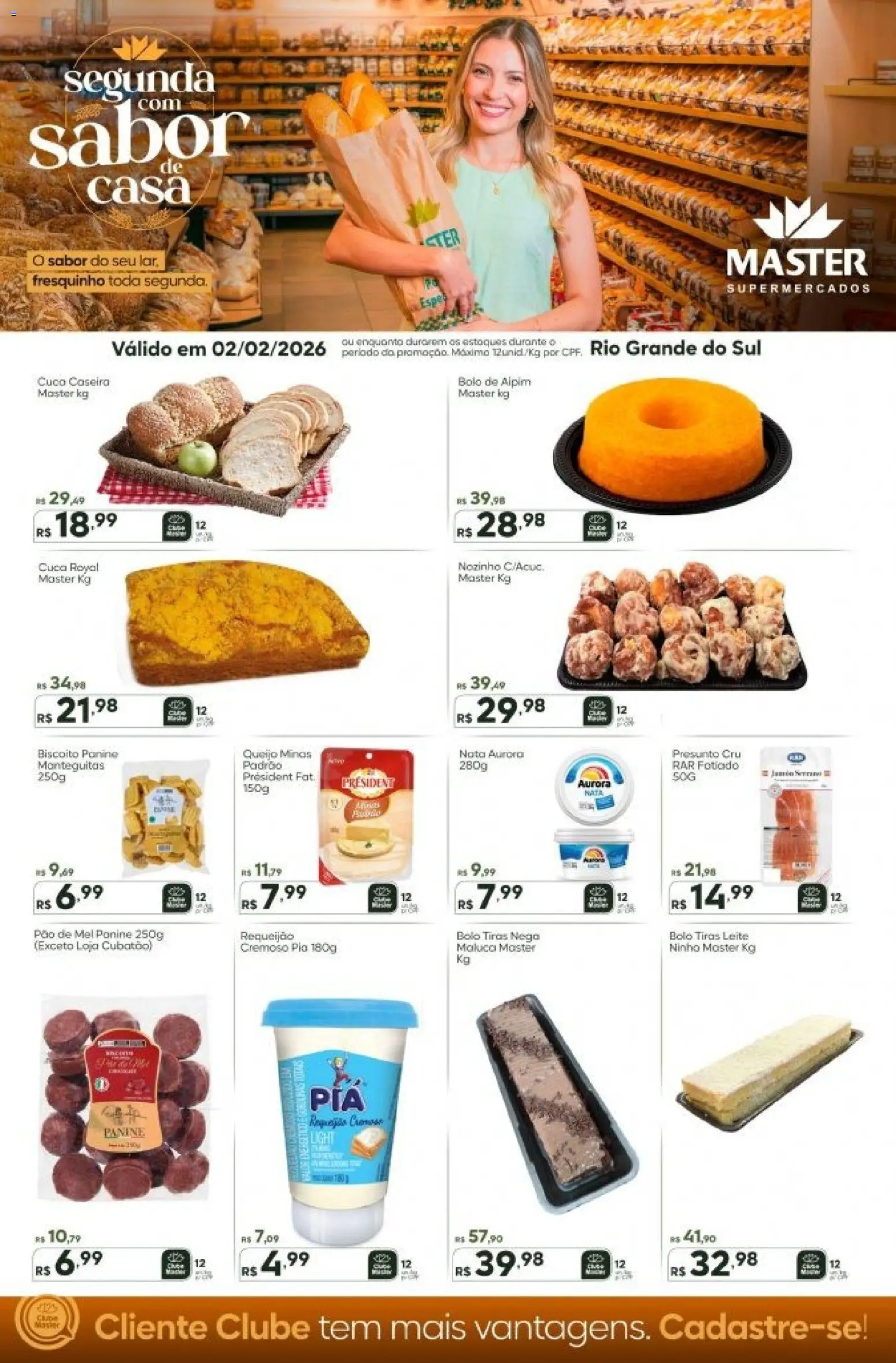 Master Folheto - válido de 02.02.2026 | Página: 1 | Produtos: Biscoito, Leite, Mel, Requeijão