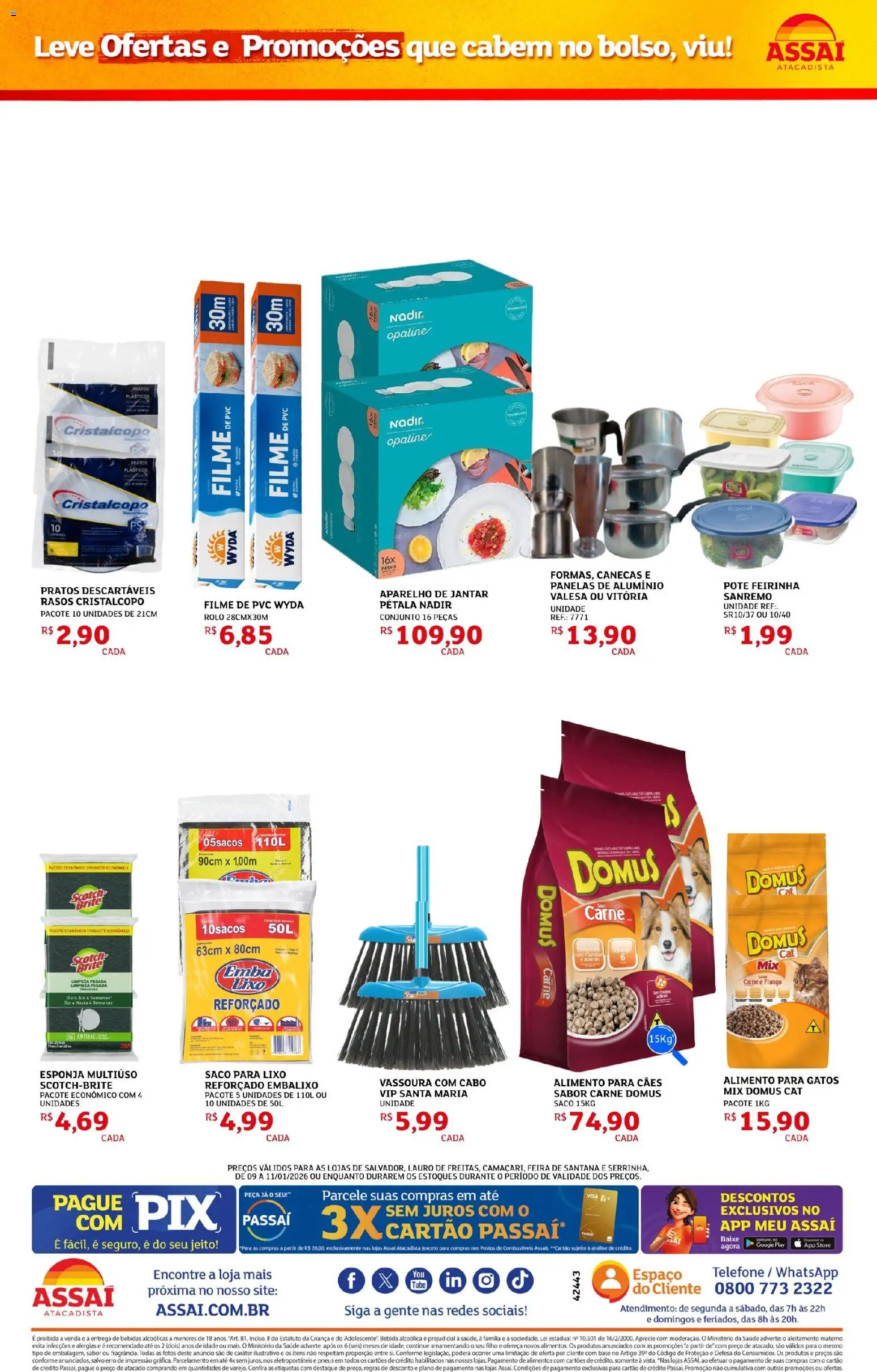 Assaí Atacadista Folheto - válido de 09.01.2026 | Página: 2 | Produtos: Pasta, Pneus, Carne, Vassoura