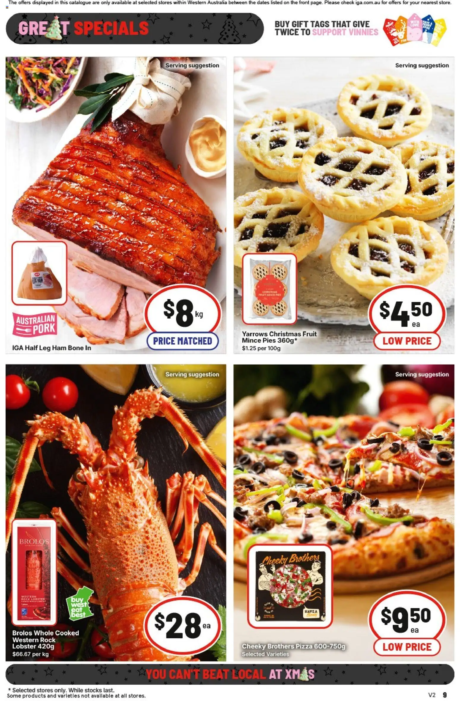 IGA catalogue - valid from 26.11.2025 | Page: 9 | Products: Pizza, Pork, Lobster, Pies