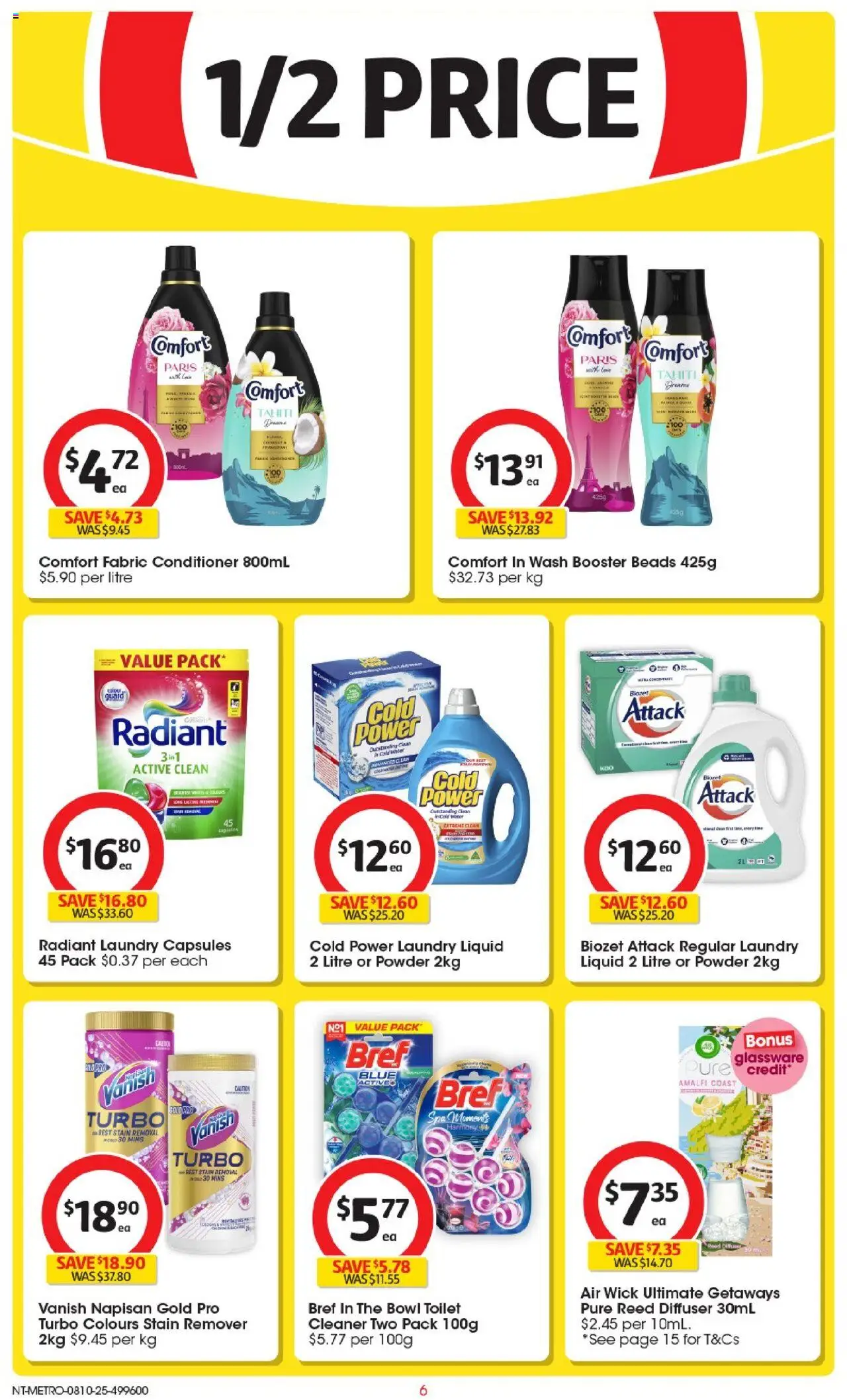 Coles catalogue - valid from 08.10.2025 | Page: 6 | Products: Powder, Conditioner, Glassware, Stain remover