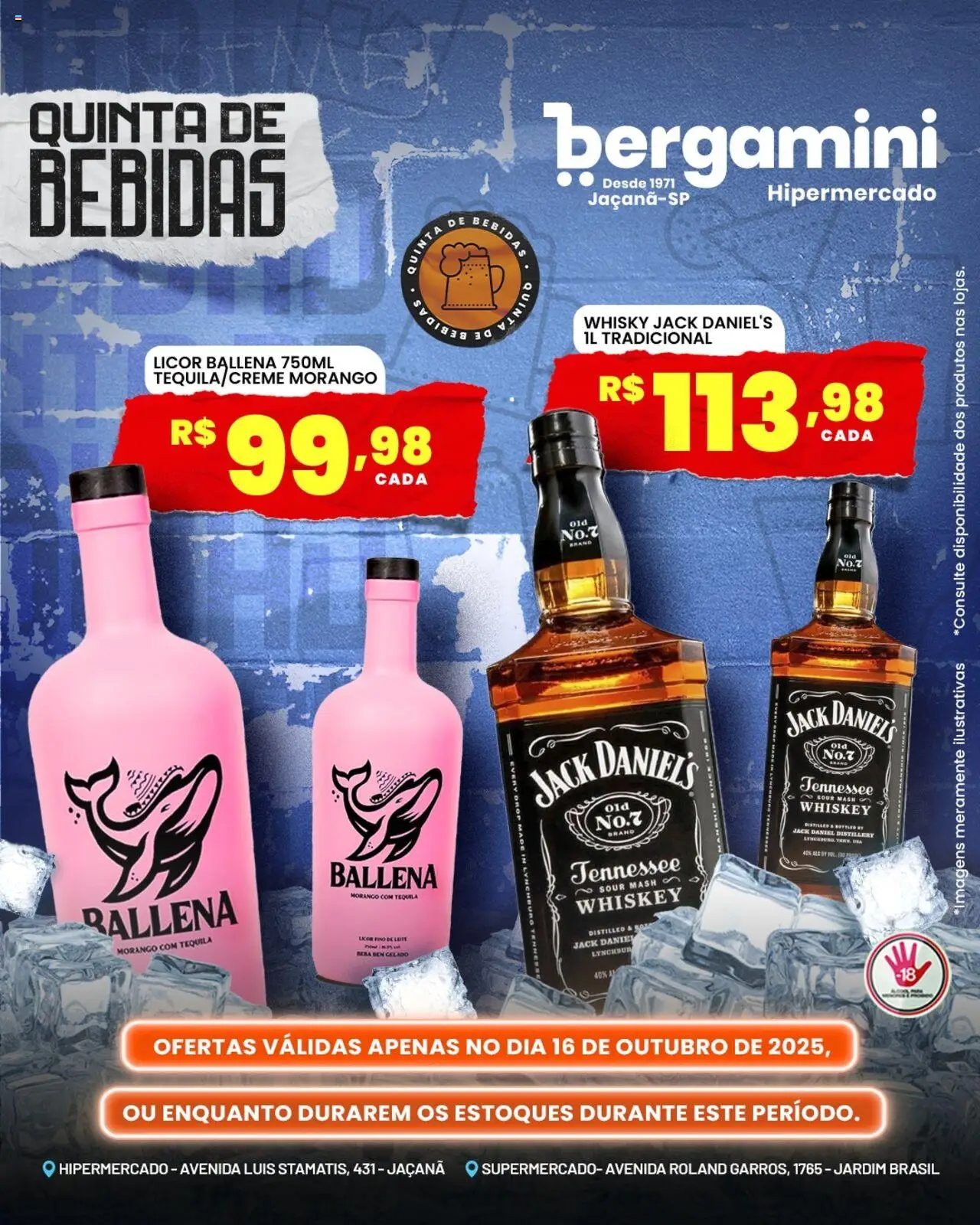 Supermercado Bergamini Folheto - válido de 16.10.2025 | Página: 7 | Produtos: Whisky, Licor, Tequila, Leite