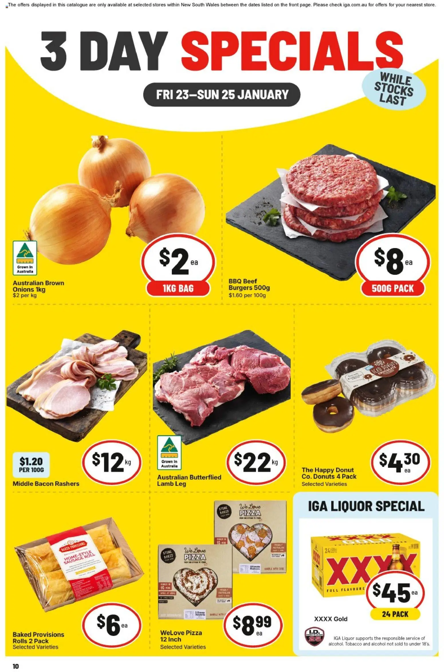 IGA catalogue - valid from 23.01.2026 | Page: 1 | Products: Pizza, Lamb, Onions, Sausage