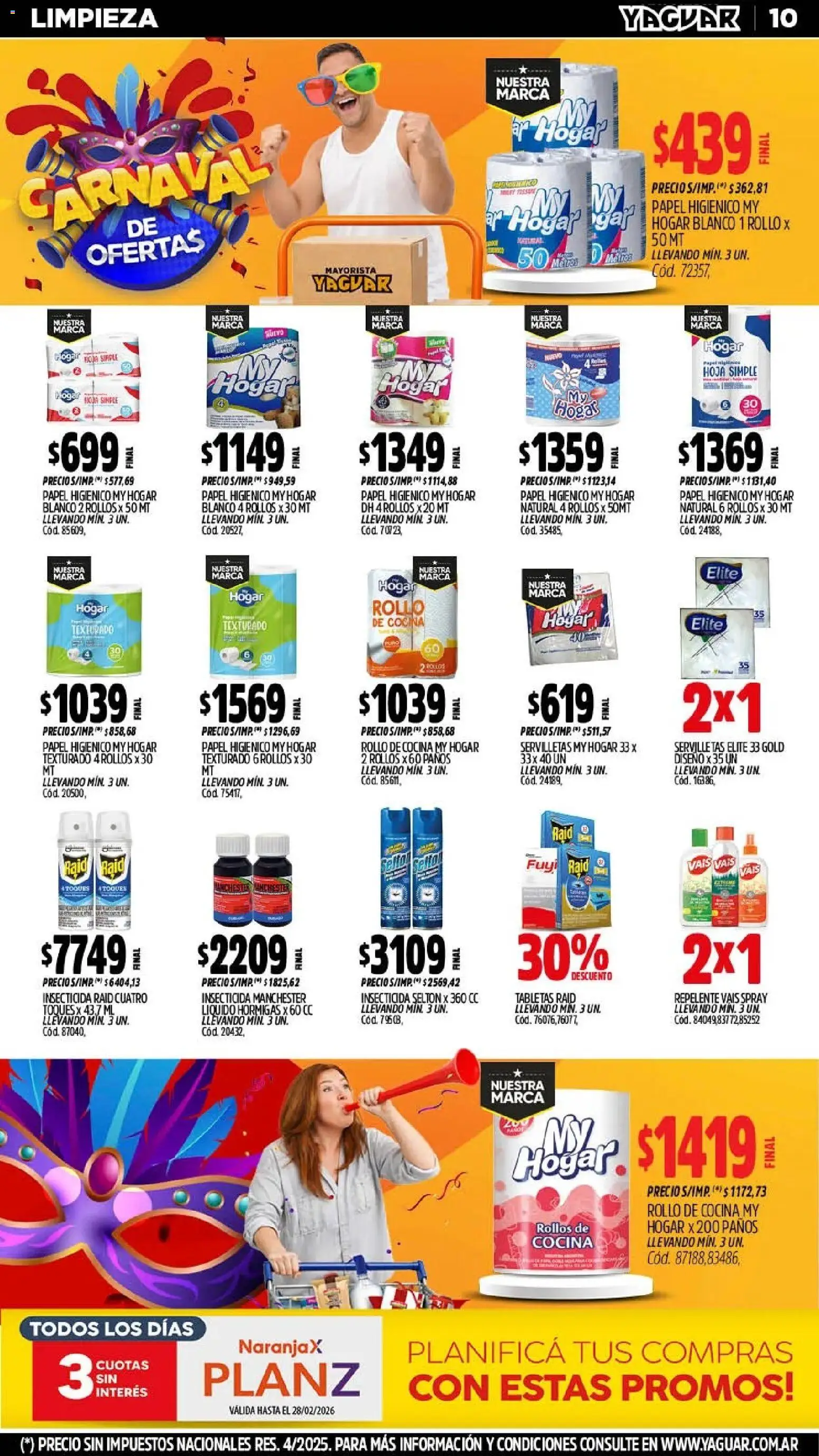 Yaguar - Oferta Semanal Mendoza │ válido desde el 09.02.2026 | Página: 10 | Productos: Repelente, Papel higiénico, Insecticida, Servilletas