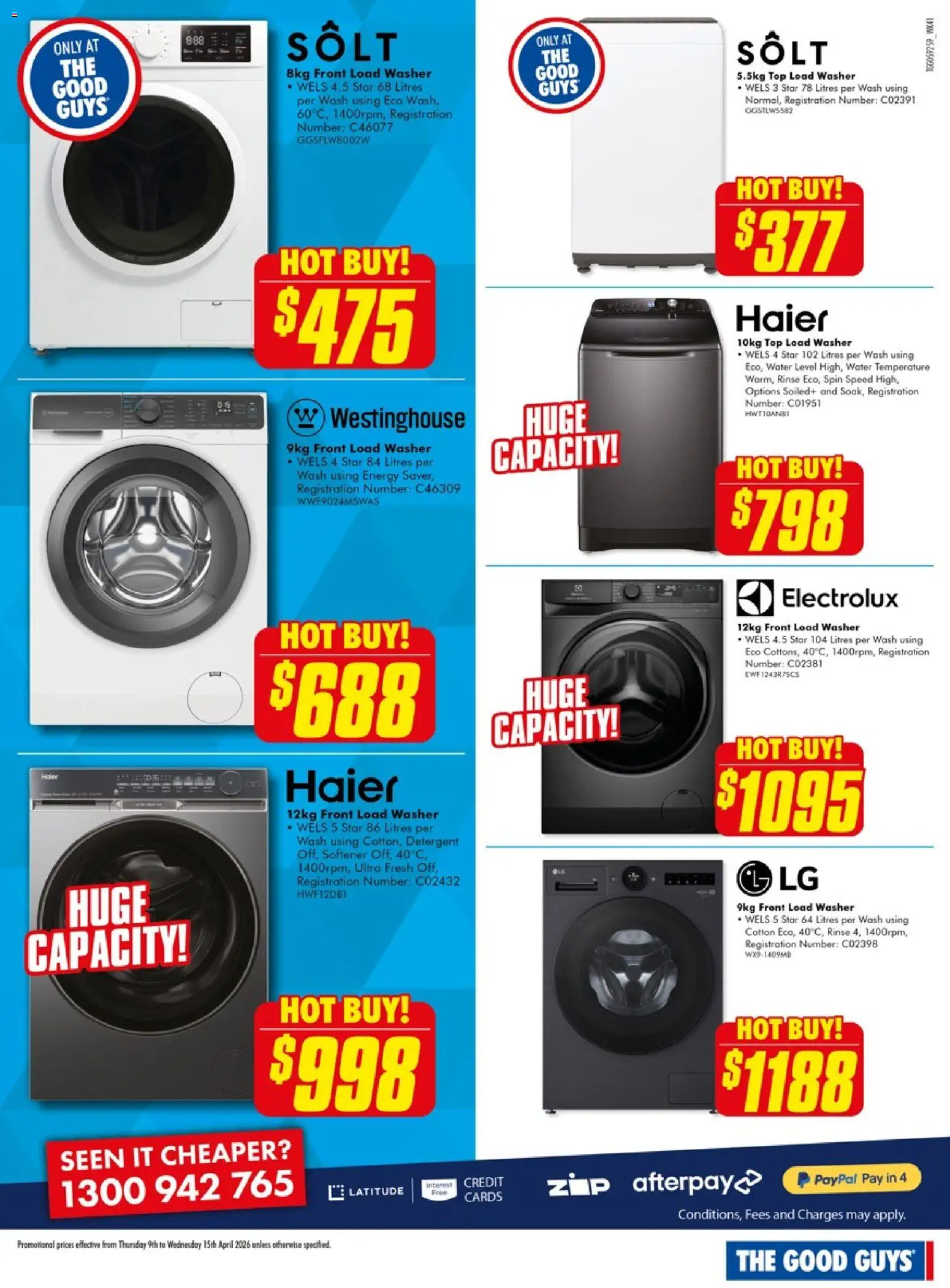 The Good Guys catalogue - valid from 08.04.2026 | Page: 2 | Products: Detergent, Water, Washer