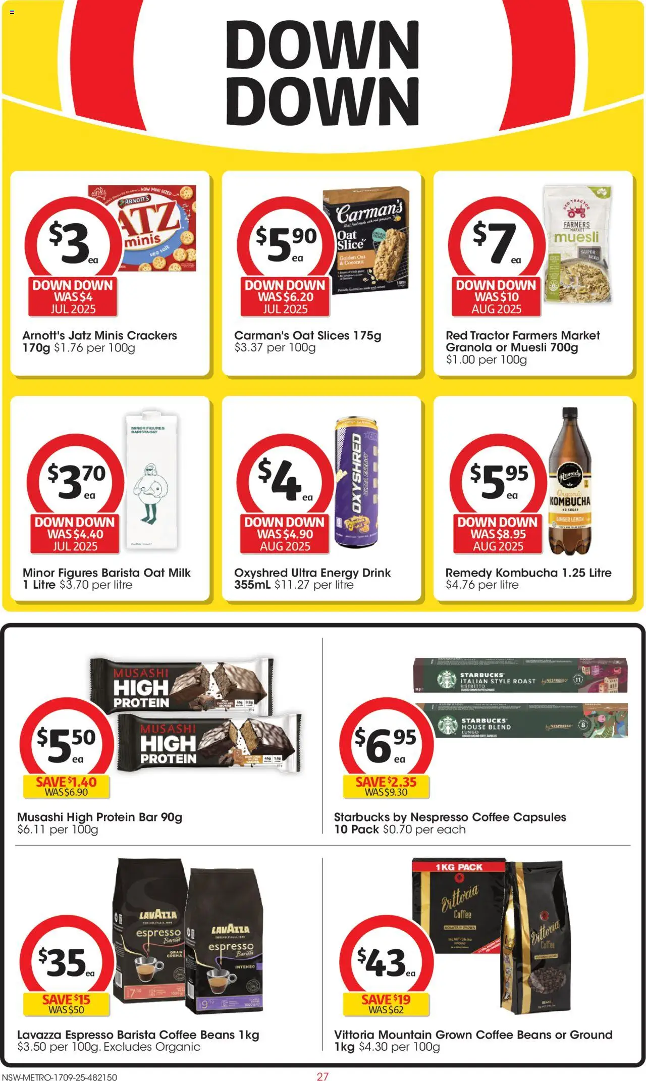 Coles catalogue - valid from 17.09.2025 | Page: 27 | Products: Crackers, Milk, Coffee, Lemon
