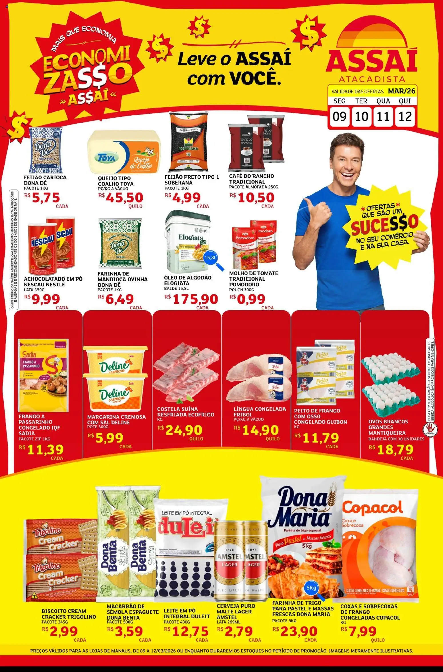 Assaí Atacadista Folheto - válido de 09.03.2026 | Página: 1 | Produtos: Feijão, Mandioca, Bandeja, Balde