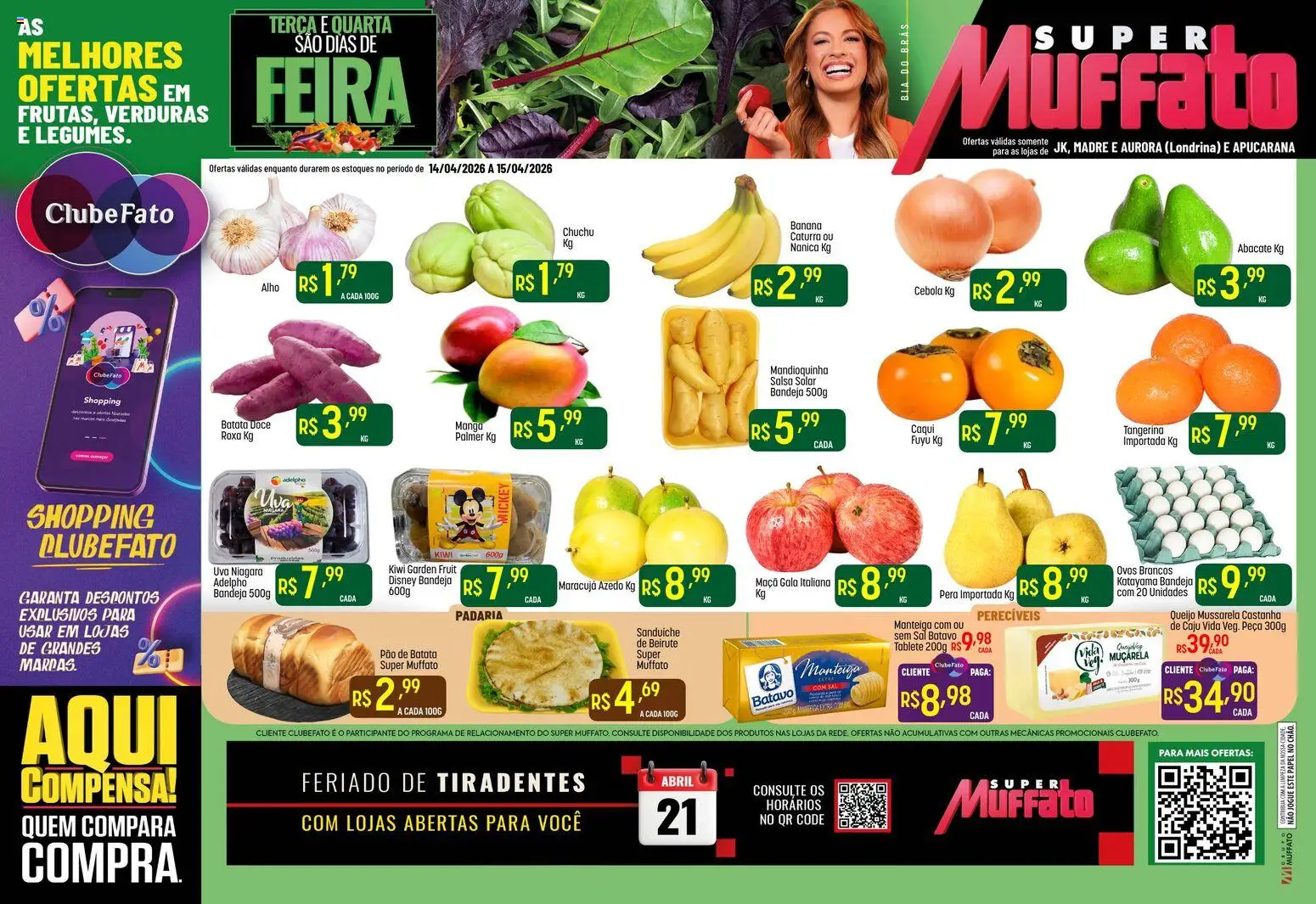 Super Muffato Folheto - válido de 14.04.2026 | Página: 1 | Produtos: Pera, Manteiga, Pão, Batata