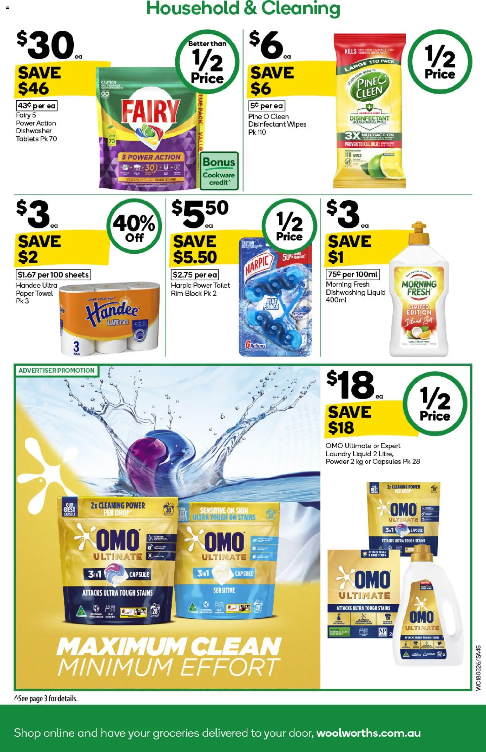 Woolworths catalogue - valid from 18.03.2026 | Page: 45 | Products: Cookware, Laundry, Dishwasher, Tablets