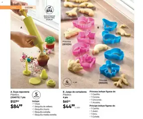 Vista previa de B. Juego de cortadores, Plástico. 4 pts. Princesa incluye figuras de: 1 Castillo, 1 Corona, 1 Unicornio, 1 Arcoíris. Príncipe incluye figuras de: 1 Carrito, 1 Avión, 1 Dino, 1 Cohete., nuevo folleto de la tienda, válido en México a partir del 20.02.2026 | Página: 42 | Productos: Juego, Cocina