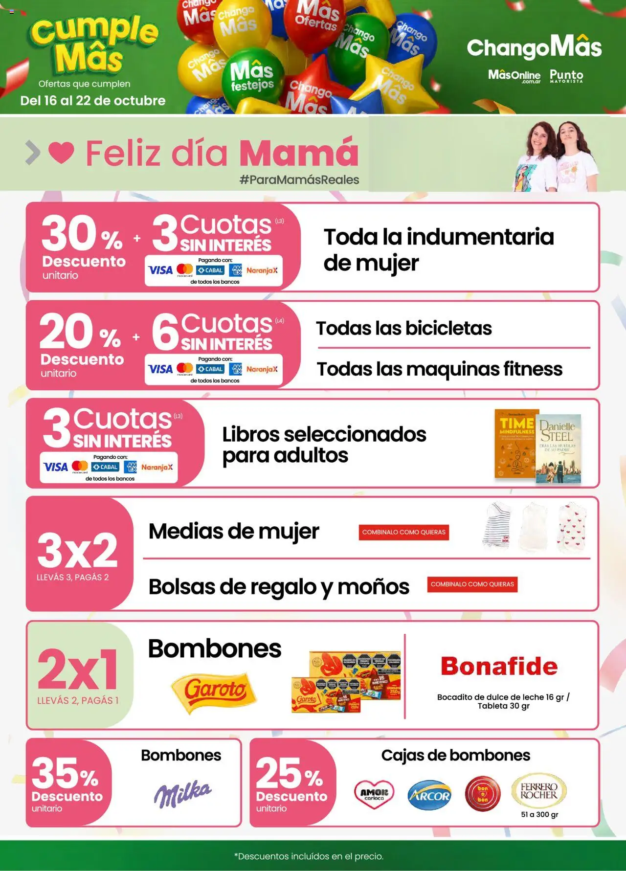 Changomas ofertas │ válido desde el 16.10.2025 | Página: 2 | Productos: Tableta, Bombones, Dulce de leche, Medias