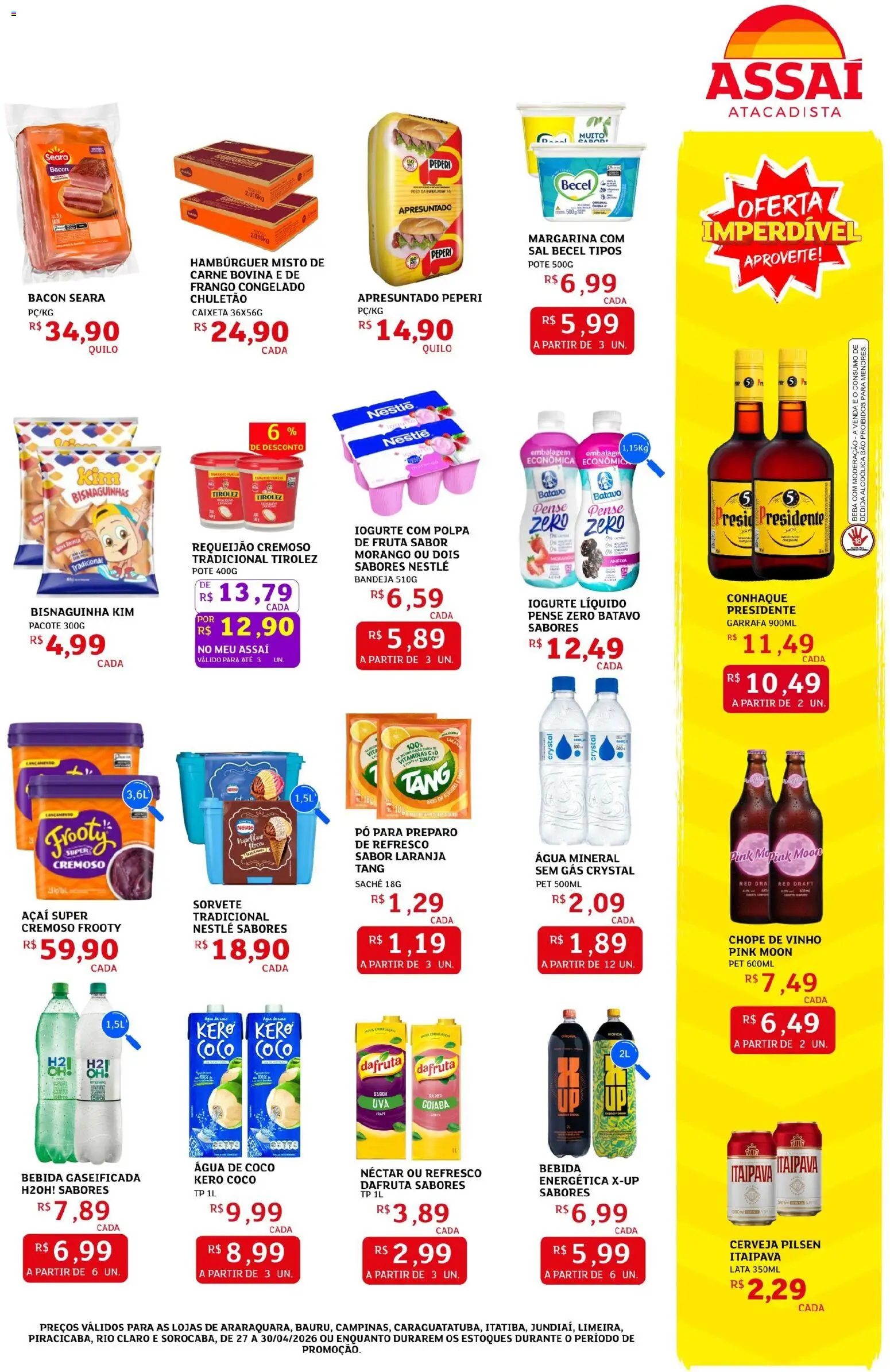 Assaí Atacadista Folheto - válido de 27.04.2026 | Página: 3 | Produtos: Bebida, Bandeja, Chuletão, Frango
