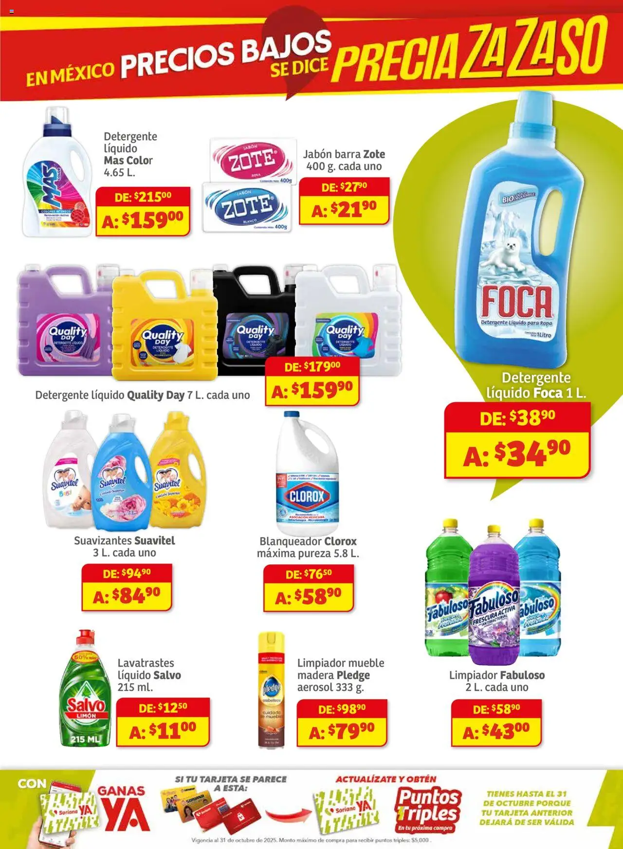 Nuevas ofertas de Soriana válidas en toda la República Mexicana desde el 01.08.2025. ¡Encuentra las mejores ofertas en Soriana - Preciazazaso Súper Edo Mex, Gro, Hgo, Mor, Pue, Qto, Tlax, Ver.! | Página: 7 | Productos: Limón, Limpiador, Barra, Jabón