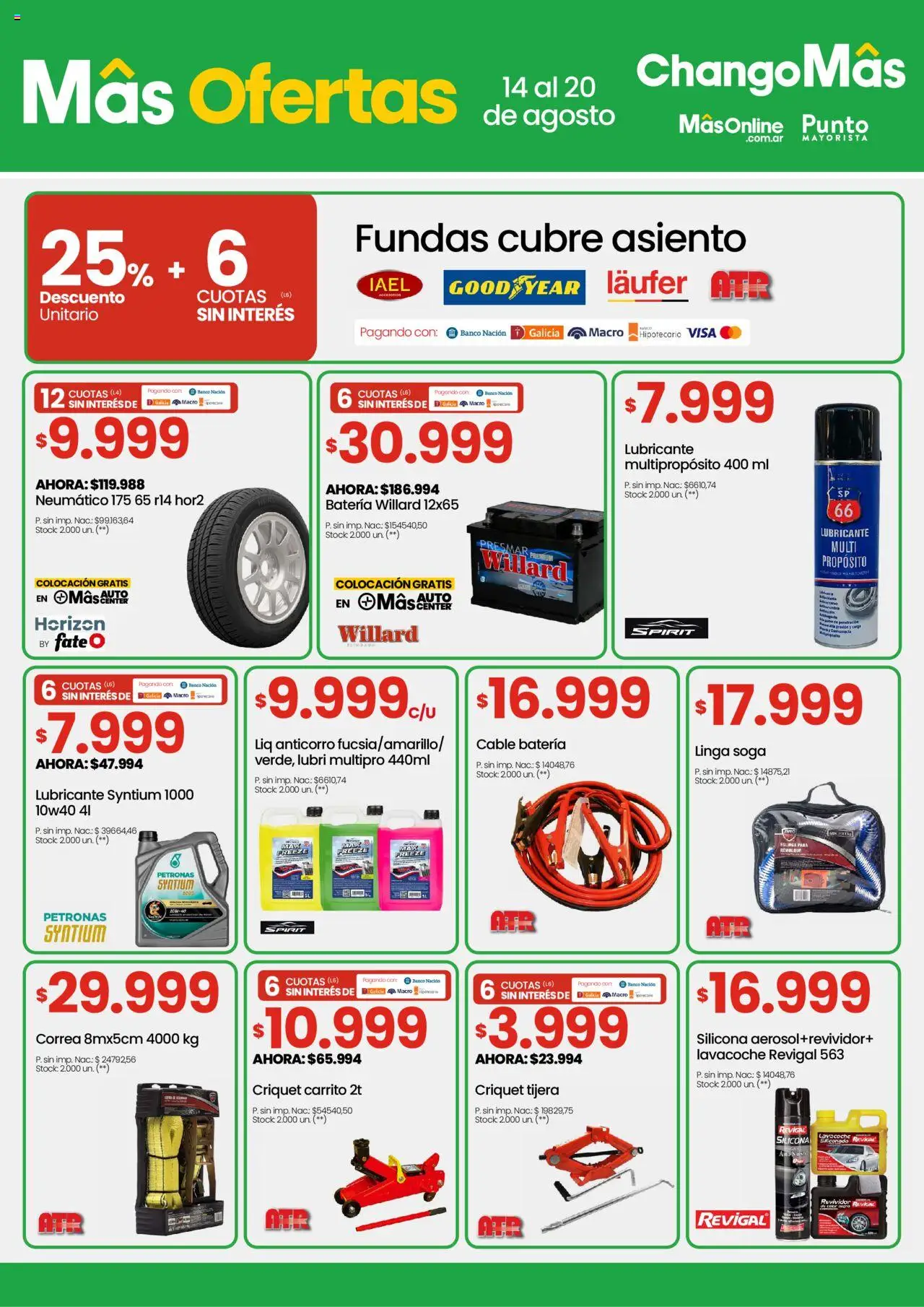 Changomas ofertas │ válido desde el 14.08.2025 | Página: 14 | Productos: Cable, Banco, Batería, Soga