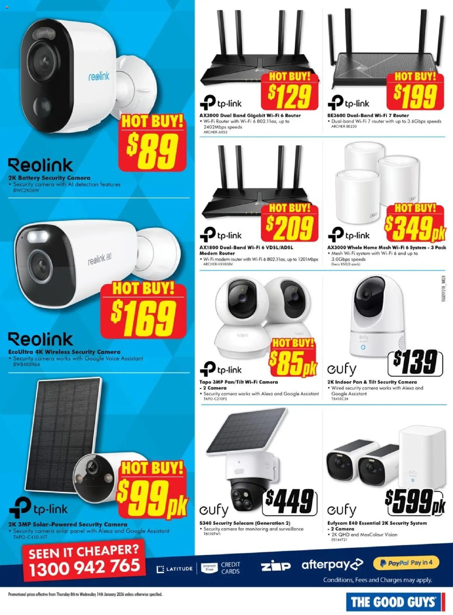 The Good Guys catalogue - valid from 07.01.2026 | Page: 4 | Products: Battery, Camera, WIFI modem, Modem
